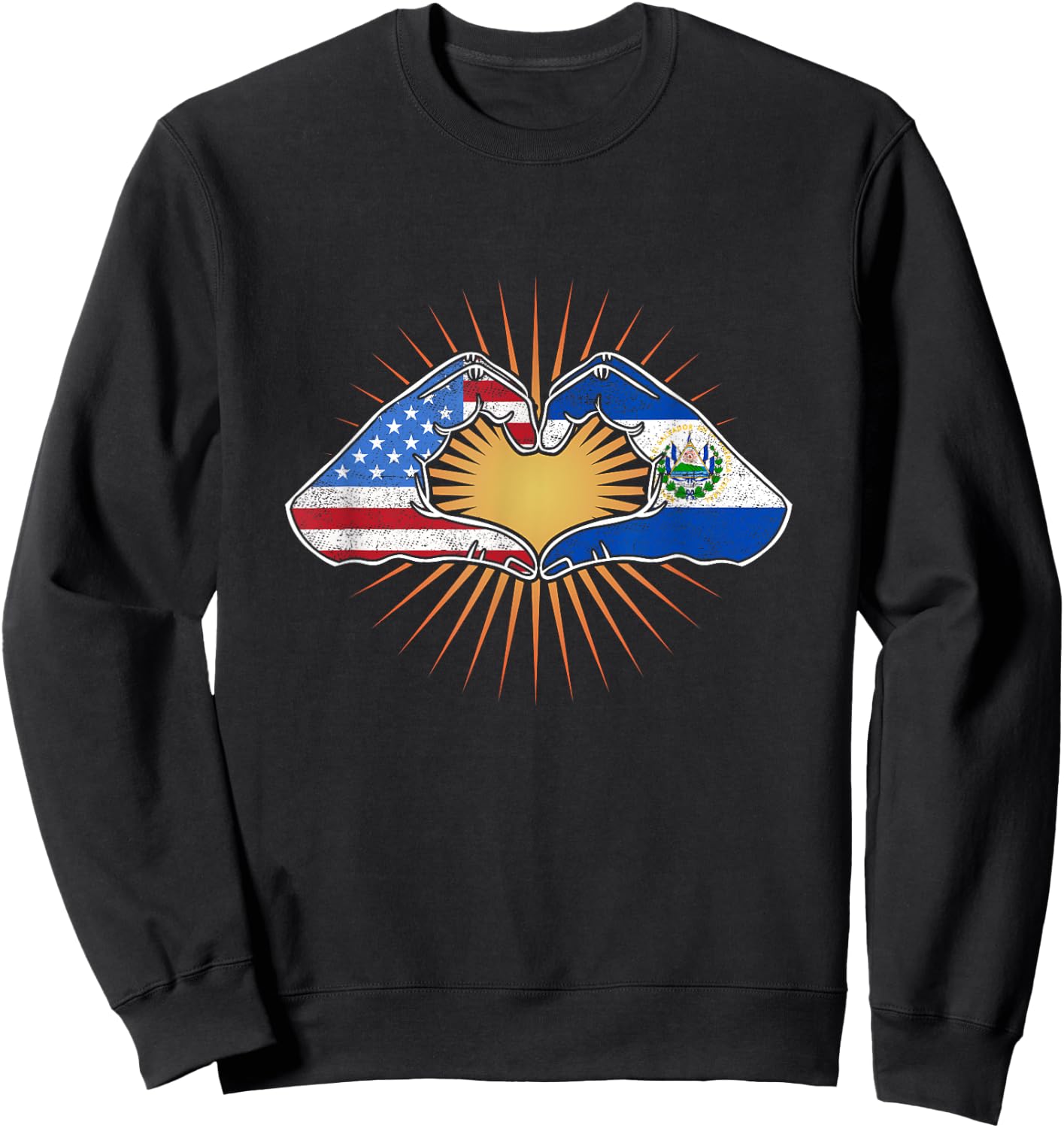 Heart Hands USA and El Salvador Sweatshirt - Sweatshirt | Black