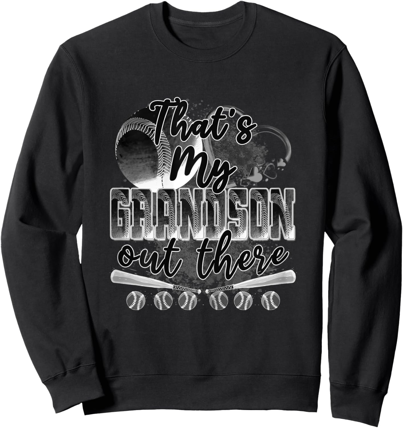 That's My Grandson Out There Gifts Women Baseball Grandma Sweatshirt - Sweatshirt | Black