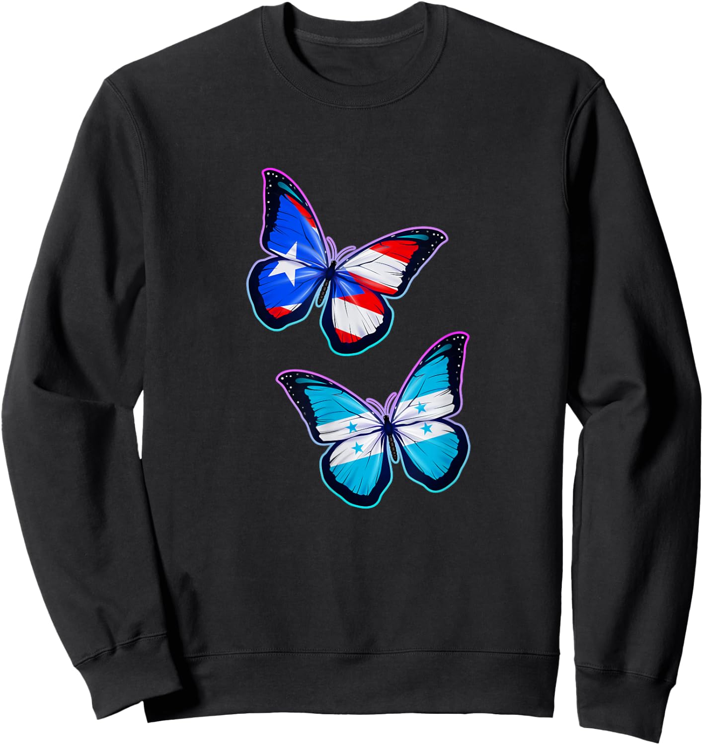 Honduras Puerto Rico bicultural roots. Butterfly version Sweatshirt - Sweatshirt | Black