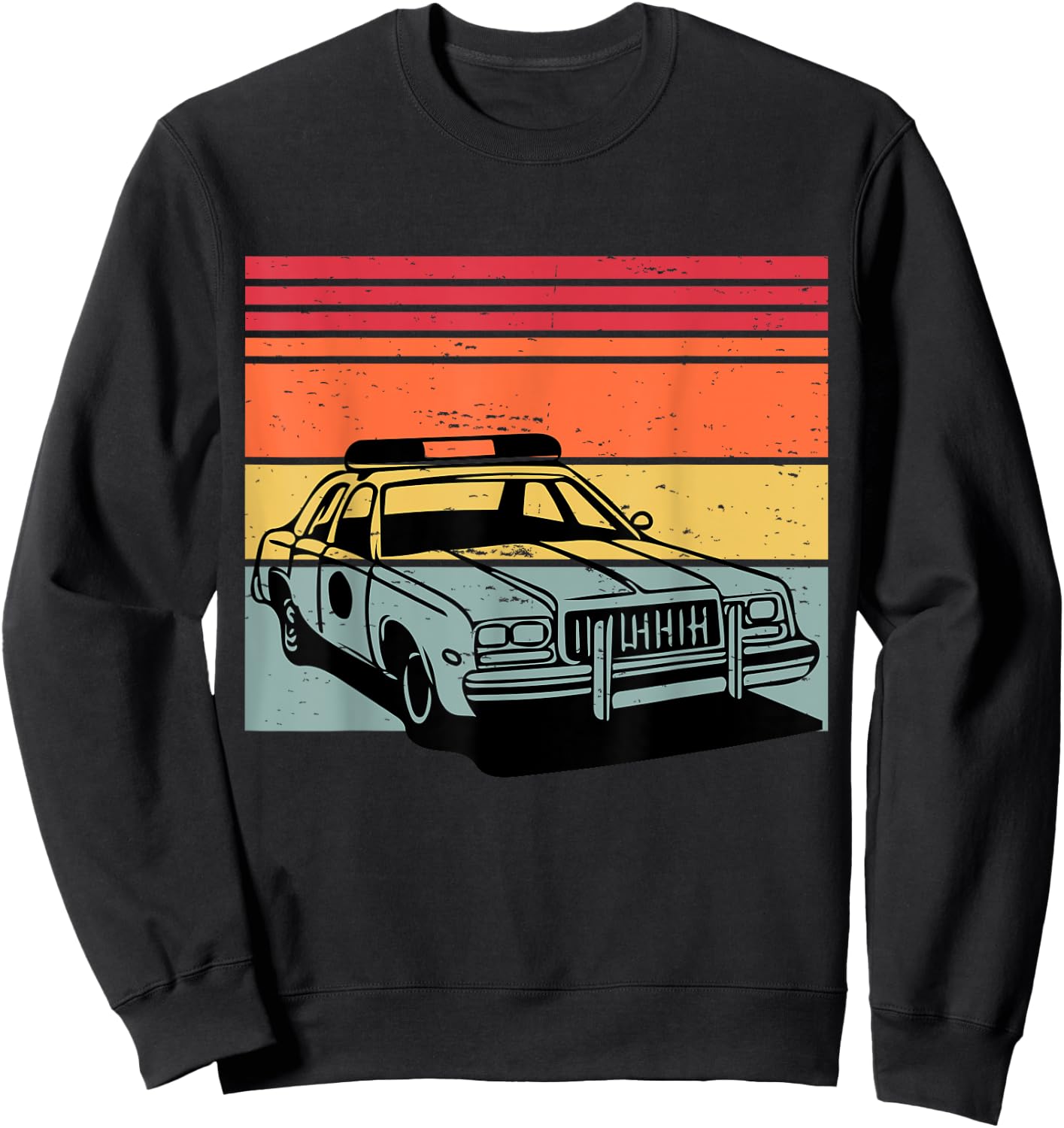 Police Car TV Cop Shows Vintage Retro 70s & 80's Sunset Sweatshirt - Sweatshirt | Black