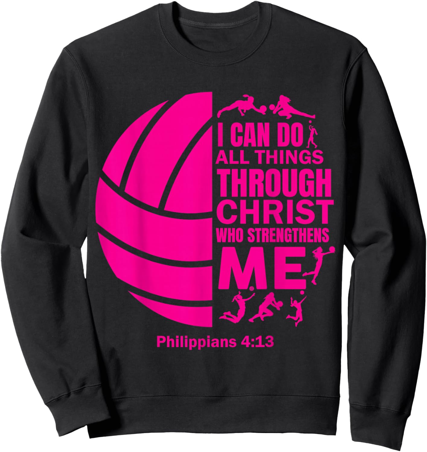 Women Volleyball-Shirt for Teen Girls Funny Christian Christ Sweatshirt - Sweatshirt | Black