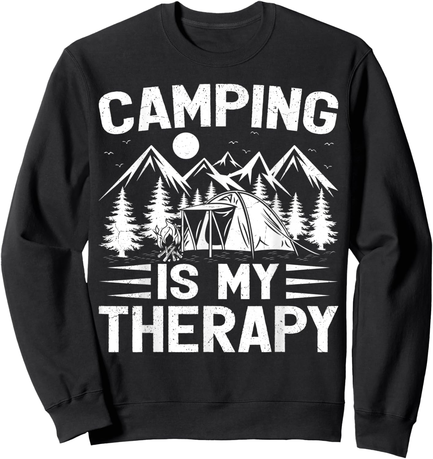 Funny Camper Camping Is My Therapy Sweatshirt - Sweatshirt | Black