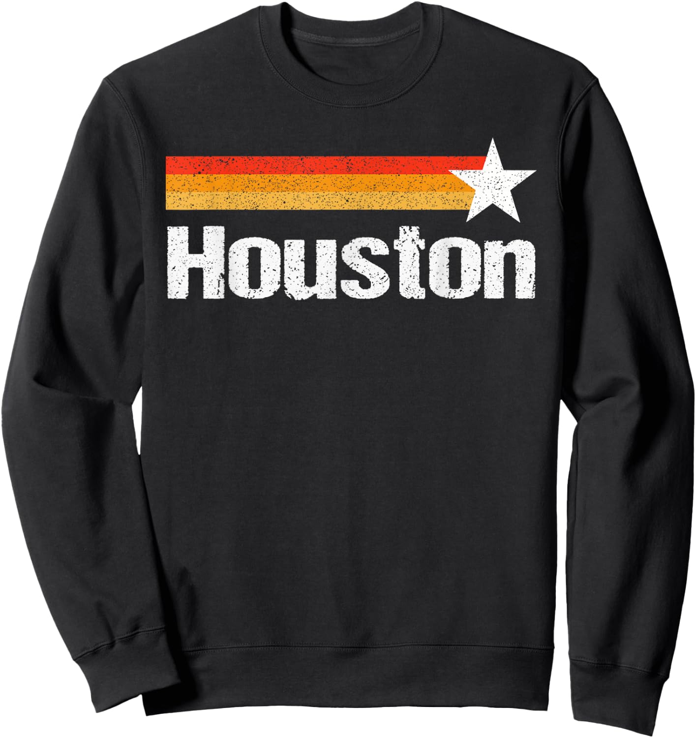 Vintage Houston Texas Houston Strong Stripes USA Texas Men Sweatshirt - Sweatshirt | Black