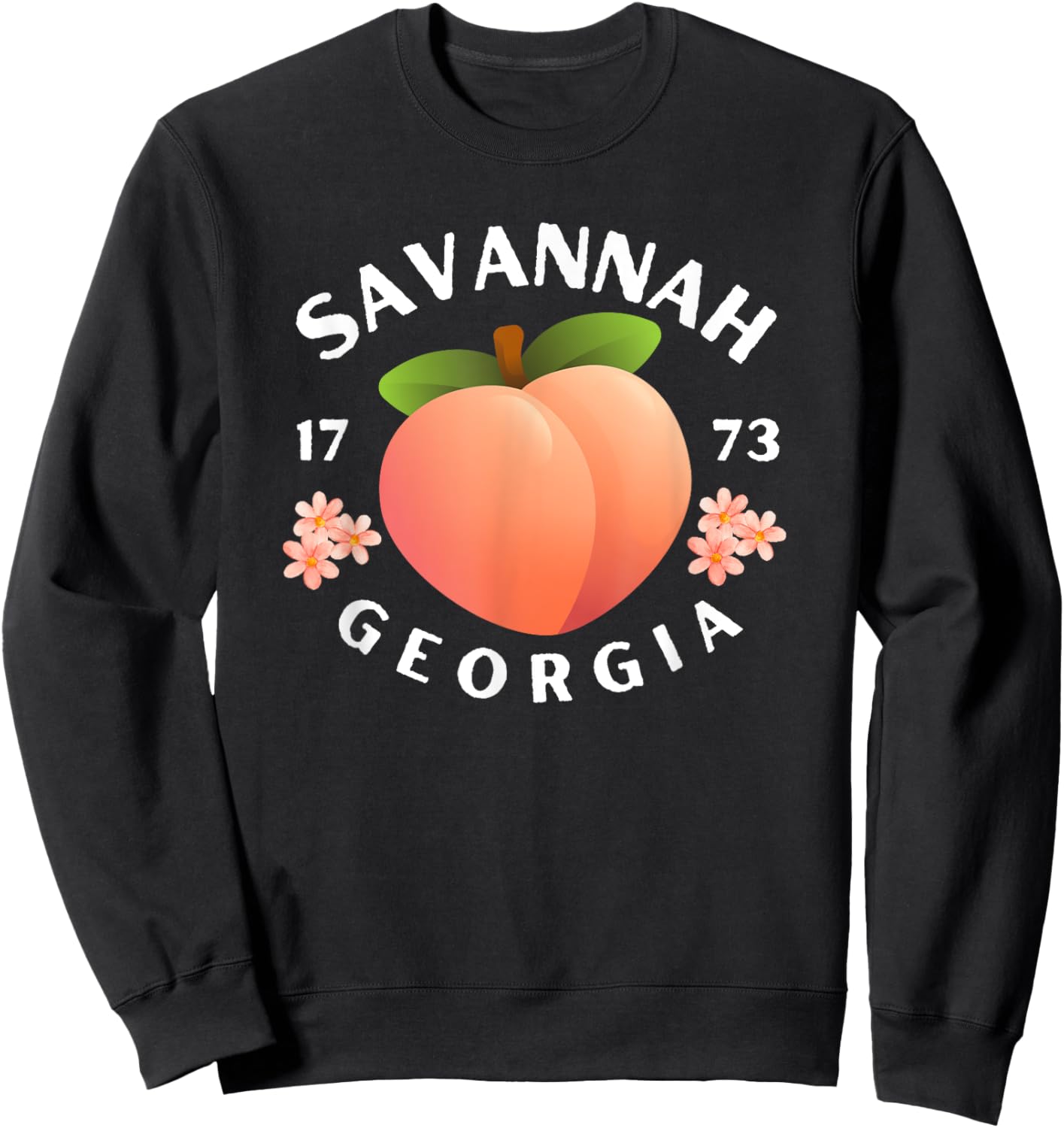 Savannah Georgia est. 1773 Flowers Peach State Sweatshirt - Sweatshirt | Black