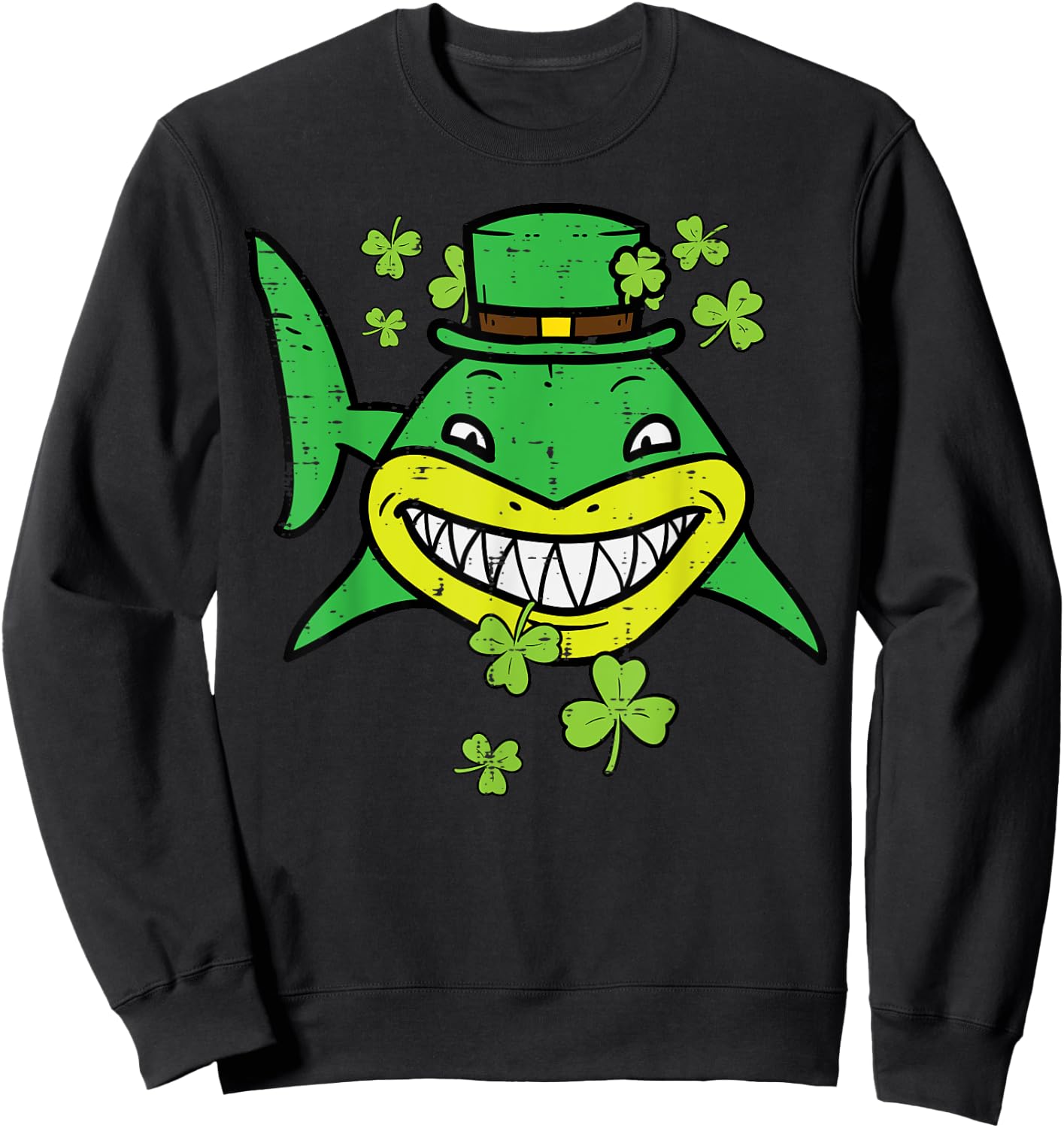 St Patricks Day Shark Saint Paddys Pattys Irish Men Boys Kid Sweatshirt - Sweatshirt | Black