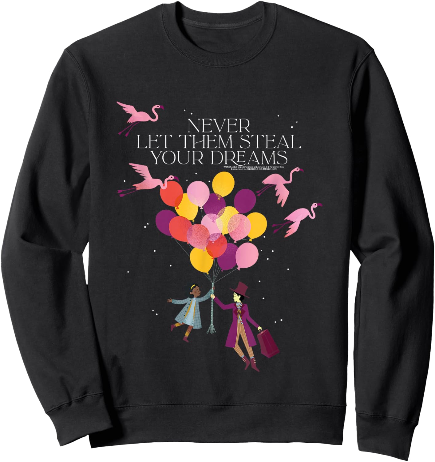 Wonka Movie Noodle and Wonka Balloon Silhouettes Sweatshirt - Sweatshirt | Black