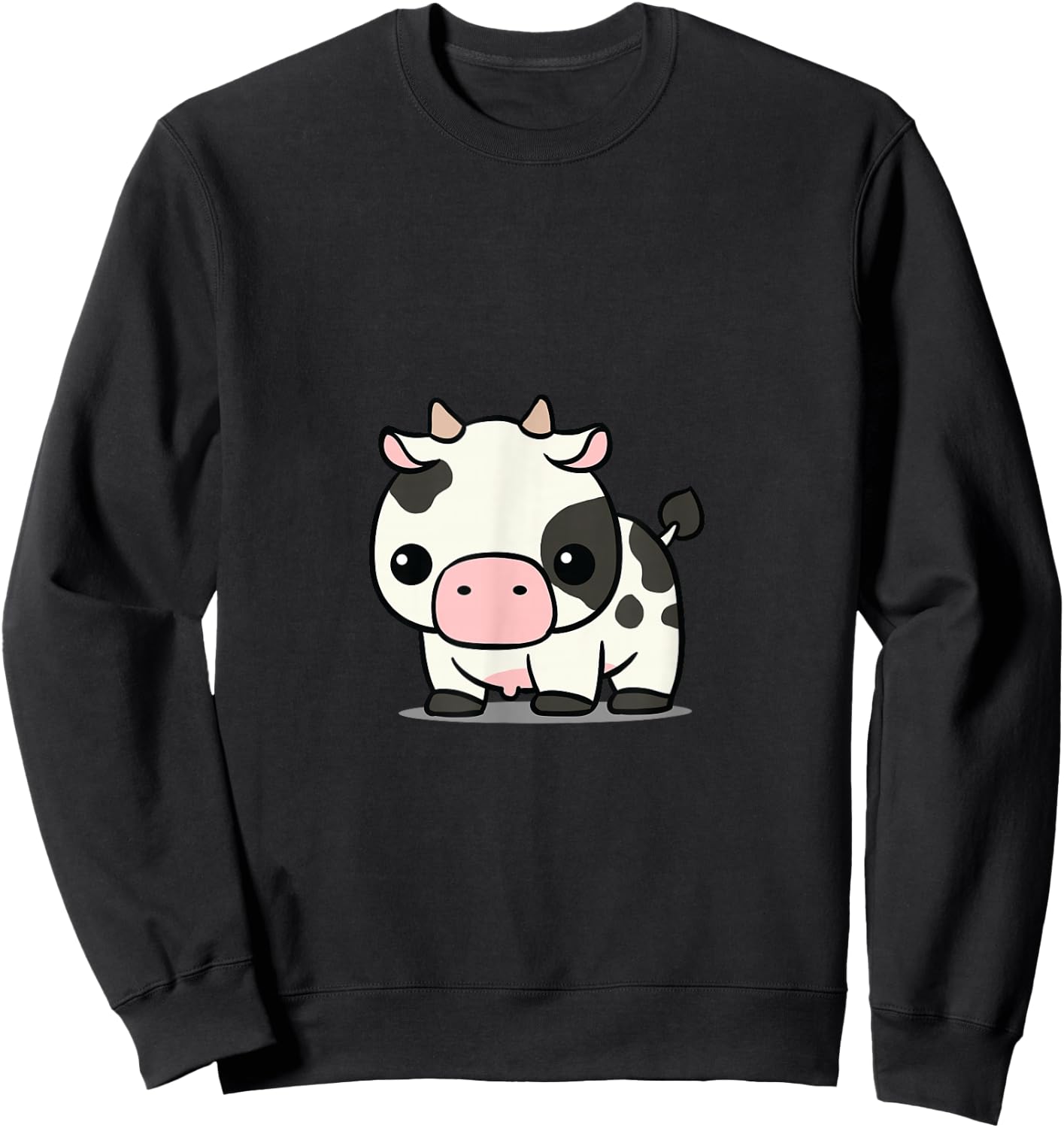 Chibi Kawaii Cow Farmer Farm Animal Lover Sweatshirt - Sweatshirt | Black