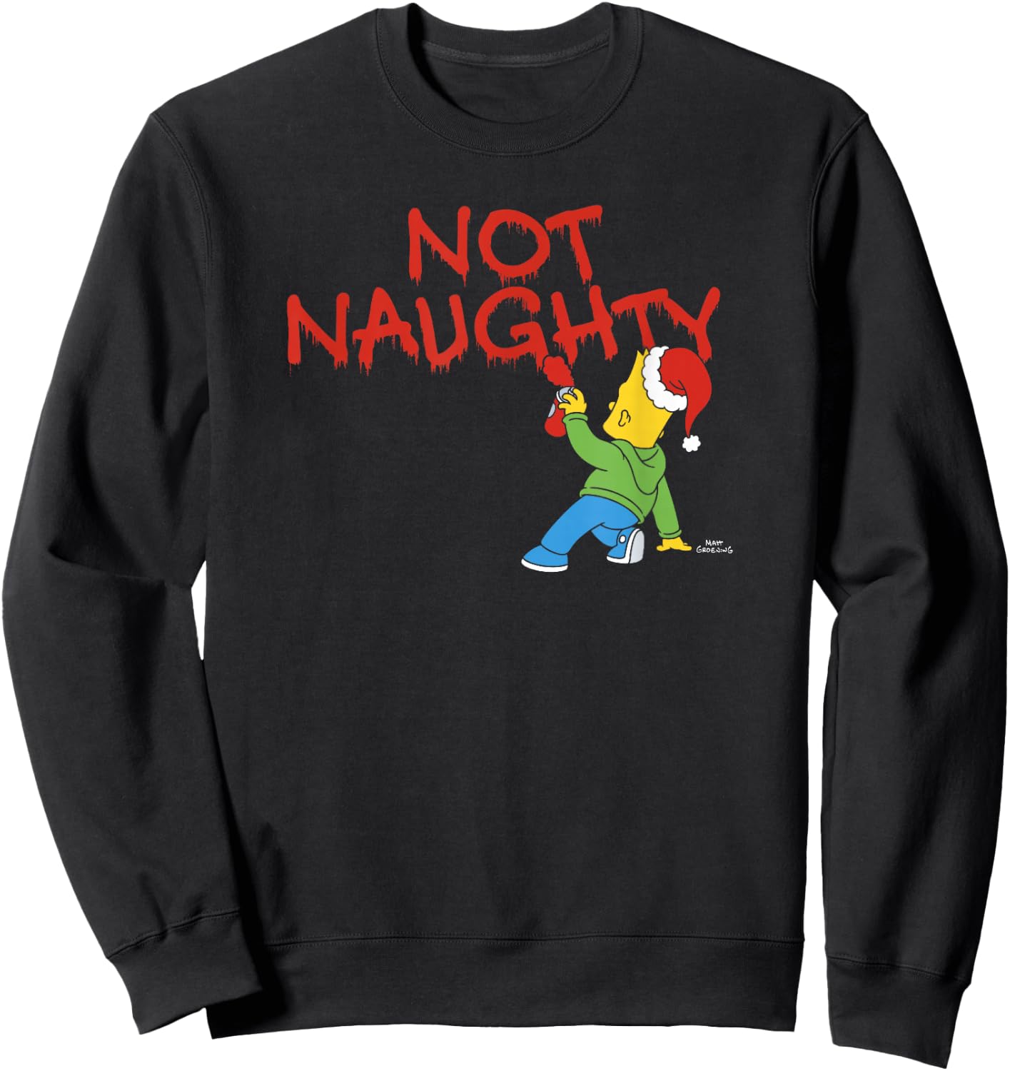The Simpsons Christmas Bart Graffiti Not Naughty V2 Sweatshirt - Sweatshirt | Black
