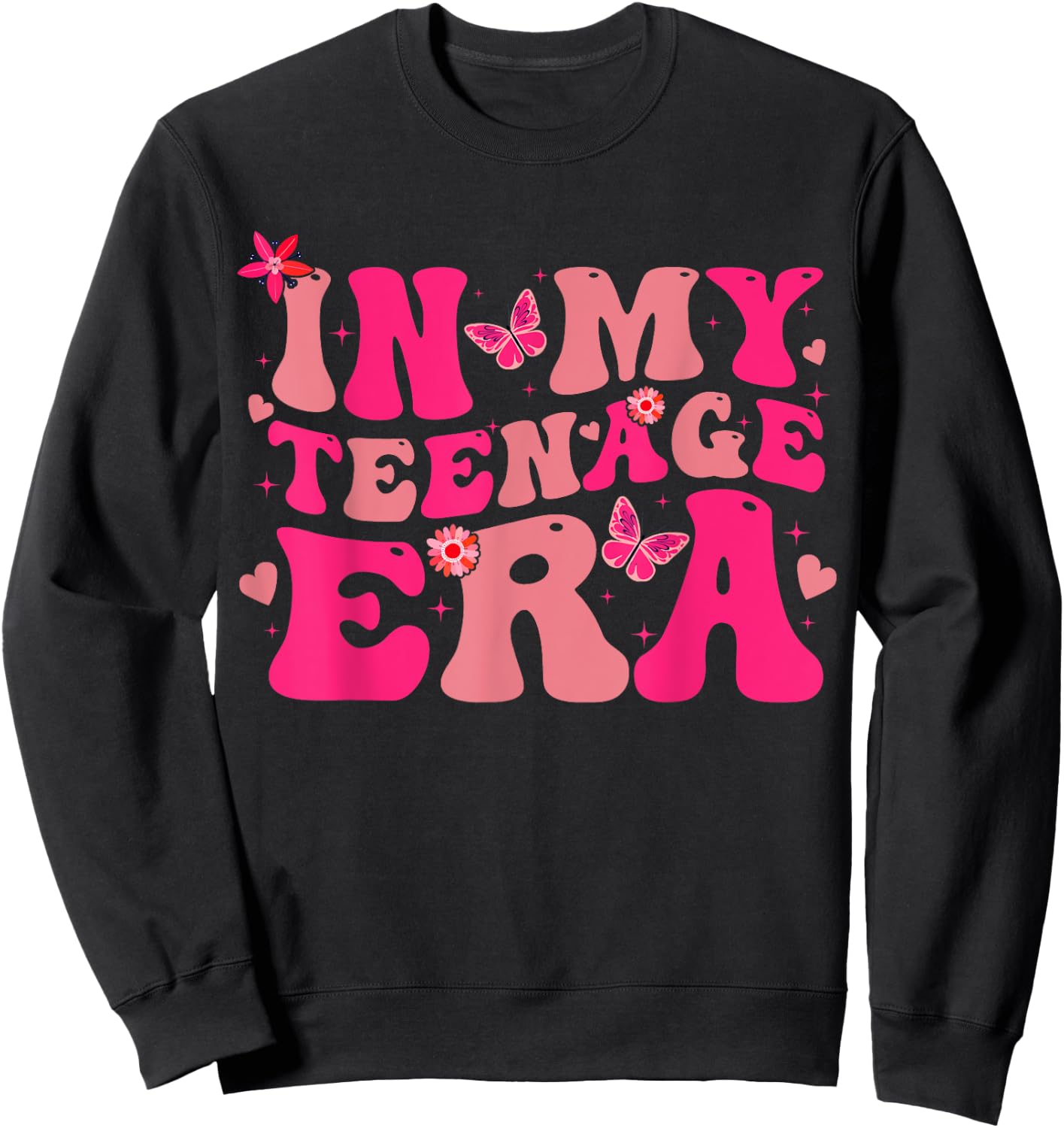 In My Teenage Era Retro Groovy 13 to 19 years Teenager Sweatshirt - Sweatshirt | Black
