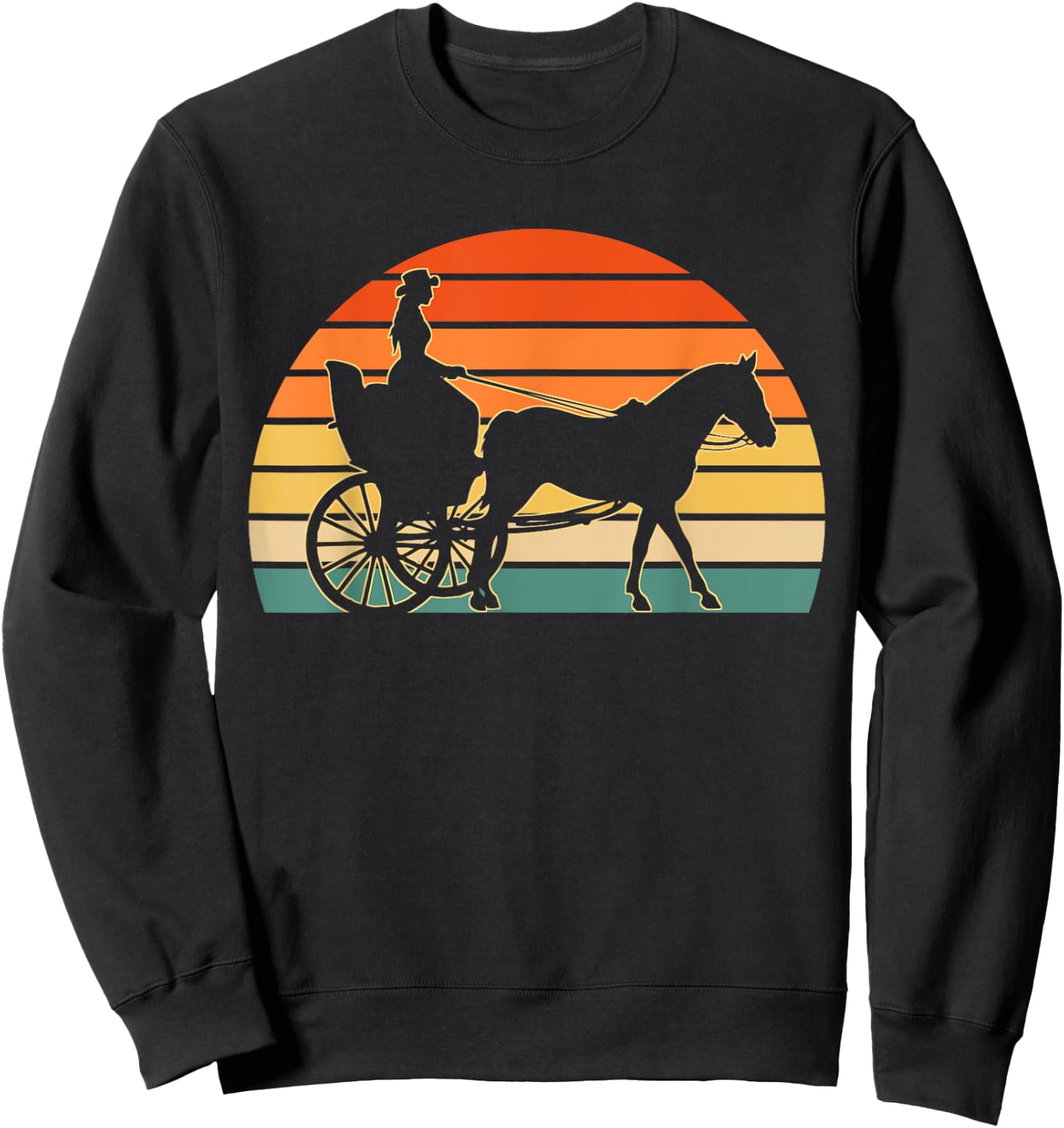 Horse Carriage Driving Women Horse Riding Cowgirl Sweatshirt - Sweatshirt | Black