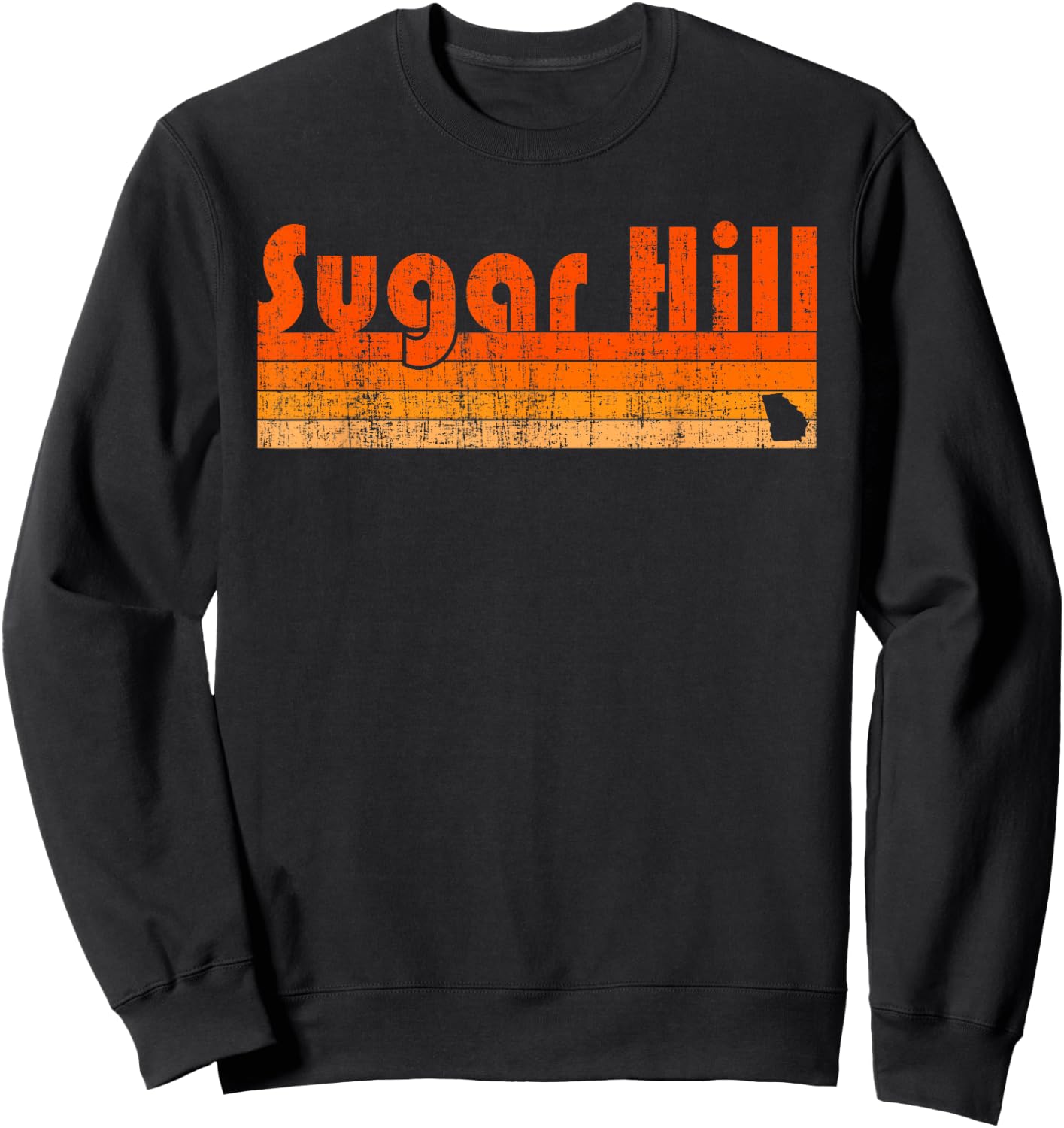Sugar Hill, Georgia Retro 80s Style Sweatshirt - Sweatshirt | Black