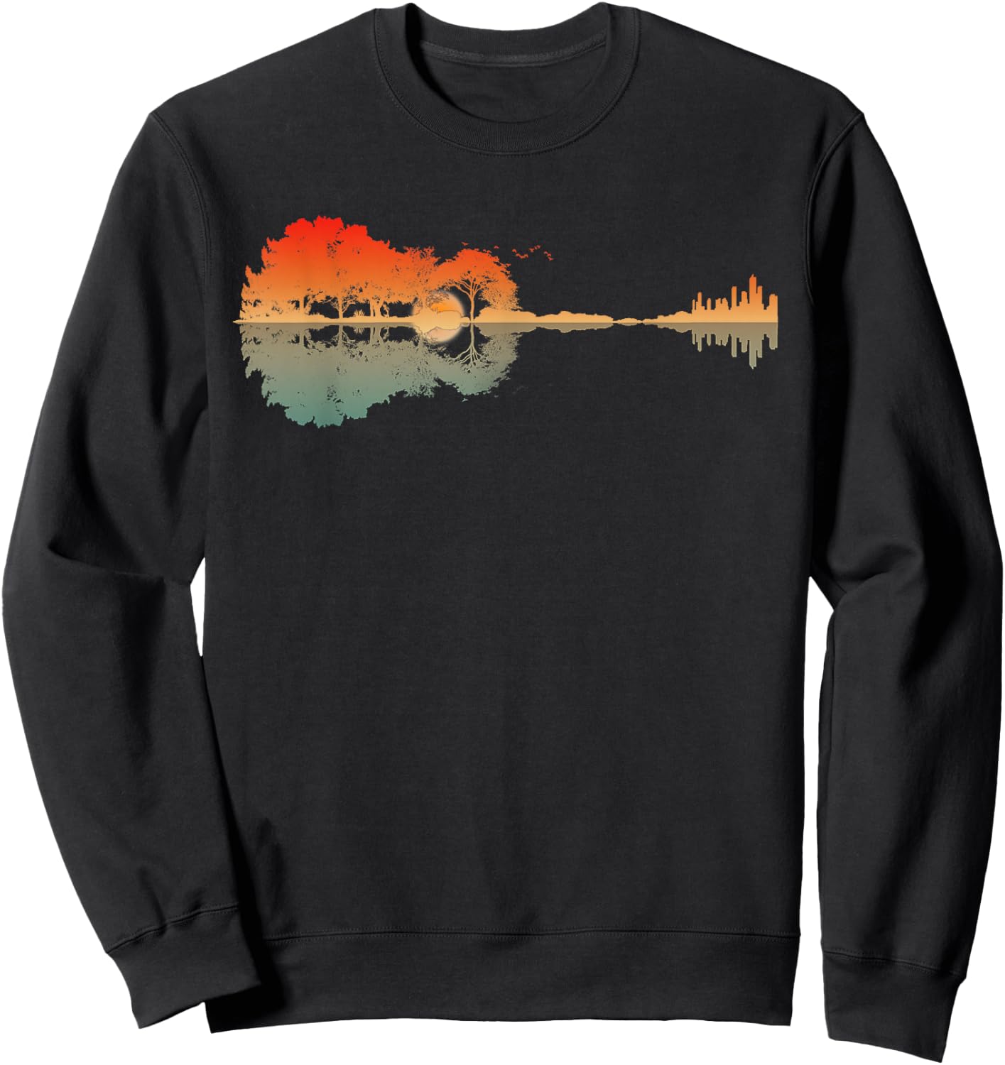 Vintage Guitar Forest Music Guitar Lover Guitarist Men Women Sweatshirt - Sweatshirt | Black