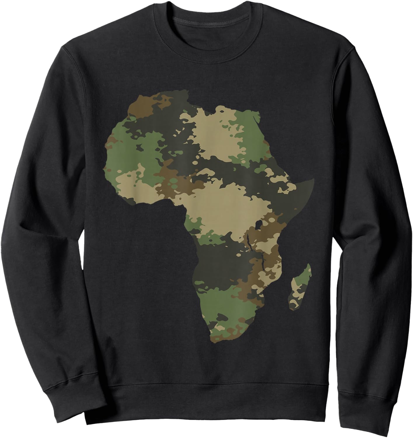 Africa Continent Map Camo Pattern African Defense Safari Sweatshirt - Sweatshirt | Black