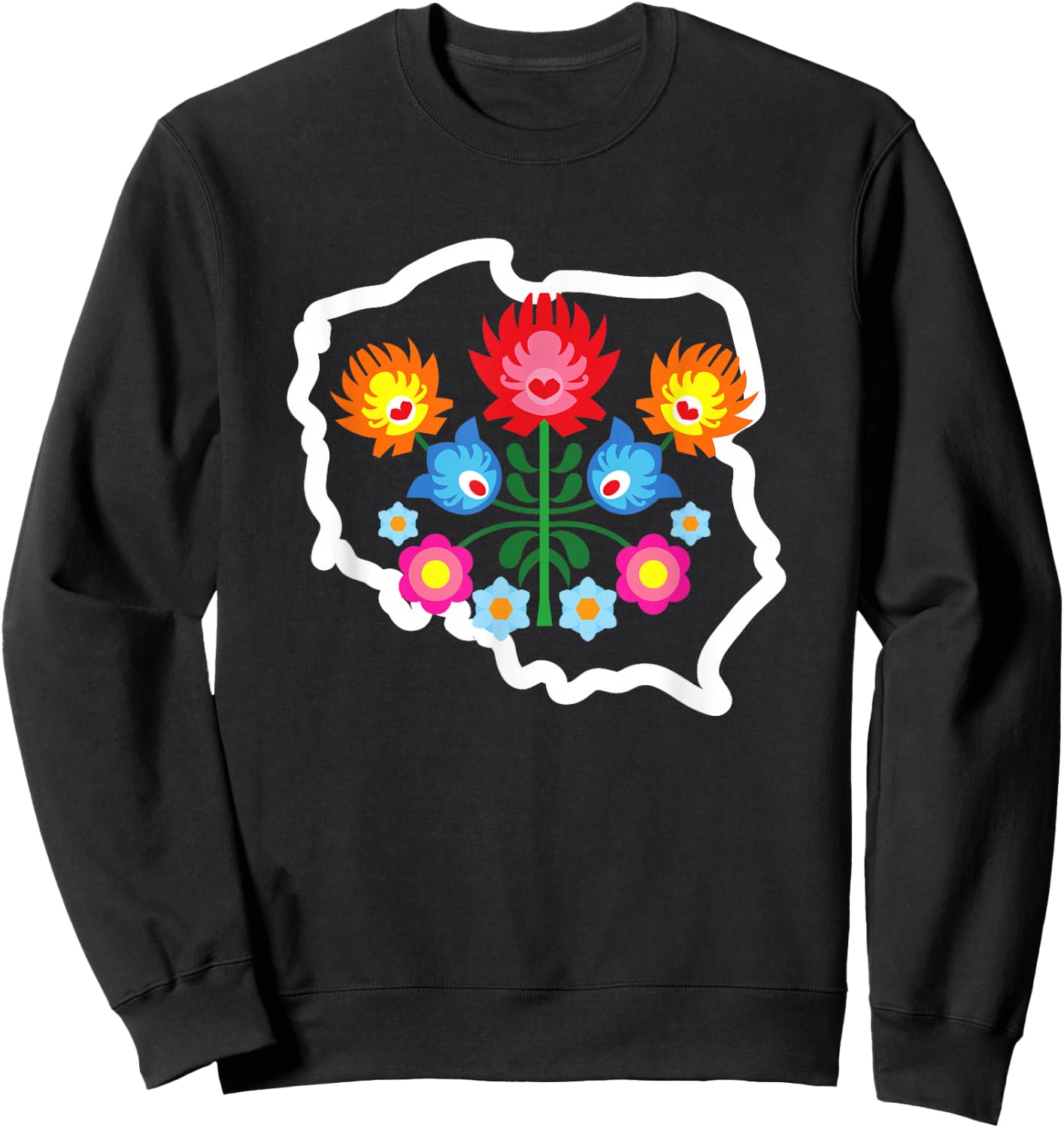 Polish Folk Flower Art Poland Polska Polish Pride Souvenir Sweatshirt - Sweatshirt | Black