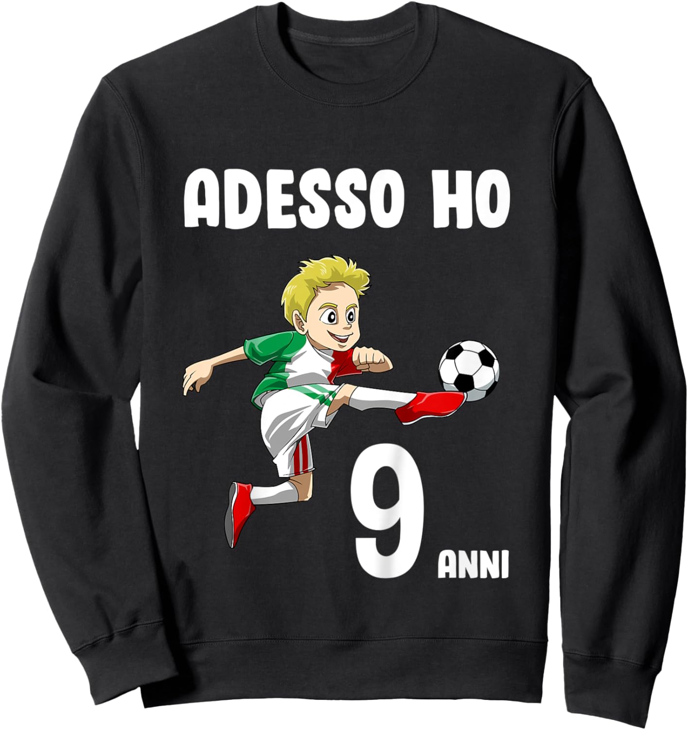 Kids 9 Birthday Football Italy Boys - Gift of 9 Years Sweatshirt - Sweatshirt | Black