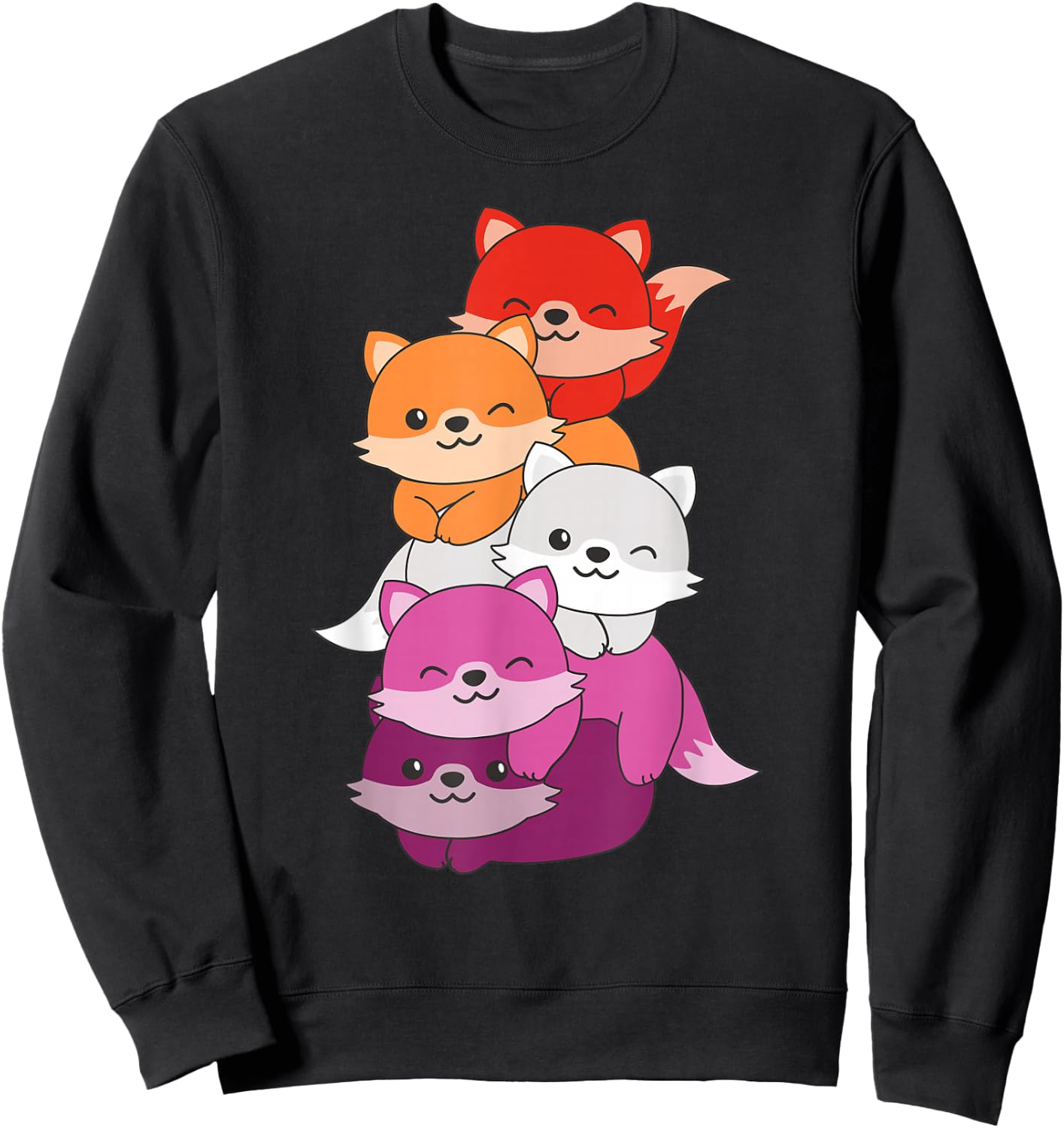 Lesbian Flag Pride Month Lgbtq Lesbian Fox Sweatshirt - Sweatshirt | Black