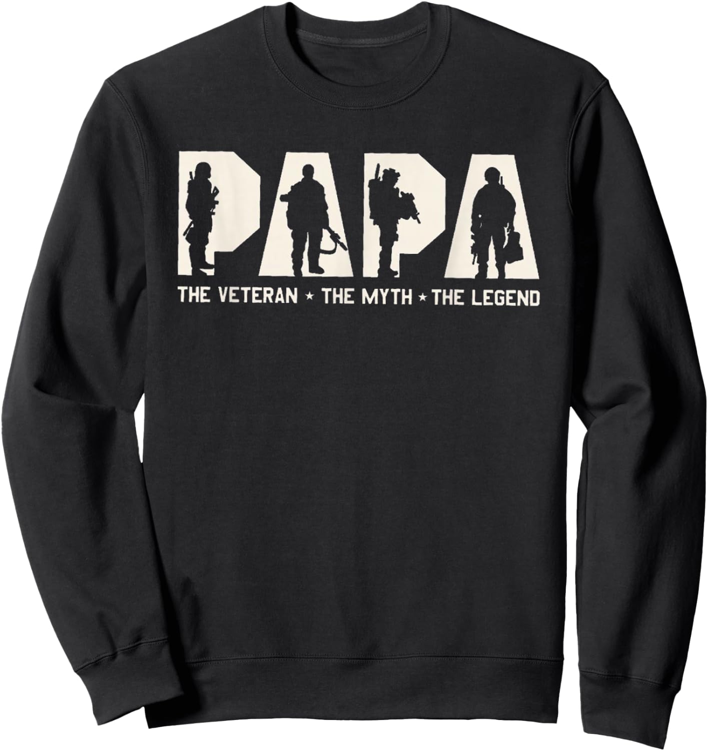 Papa Veteran The Myth The Legend Father's Day Grandpa Sweatshirt - Sweatshirt | Black