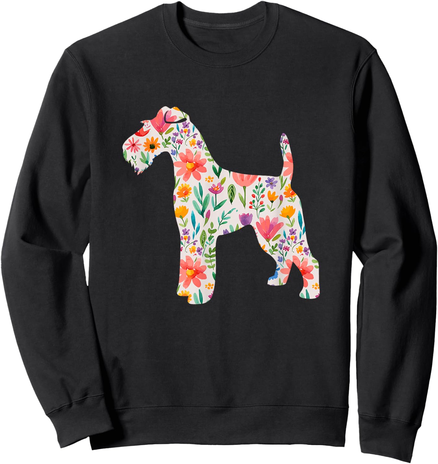 Wire Fox Terrier watercolor flowers design Sweatshirt - Sweatshirt | Black
