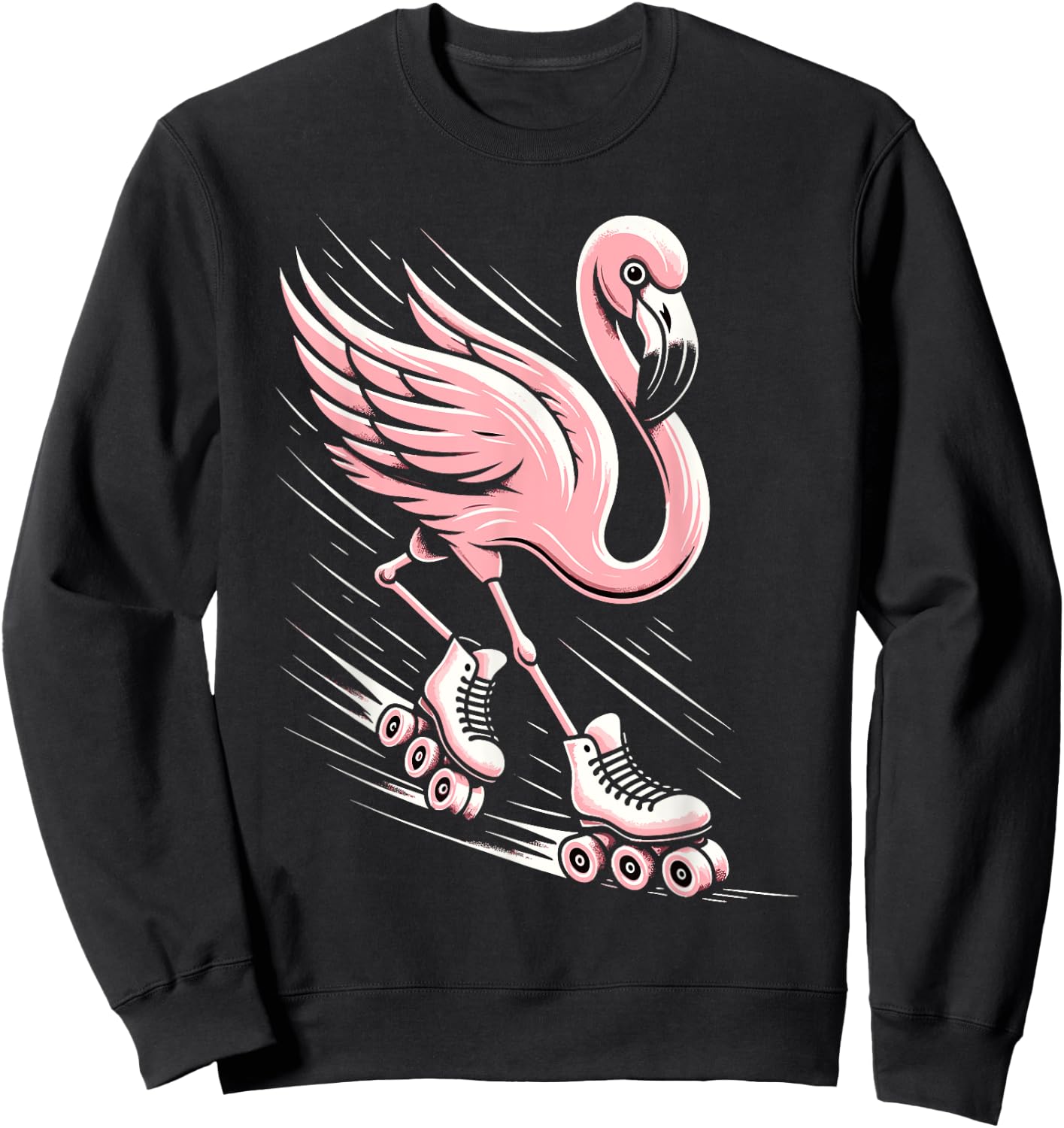 Flamingo Roller Skating Rollerskating Inline Skates Sweatshirt - Sweatshirt | Black