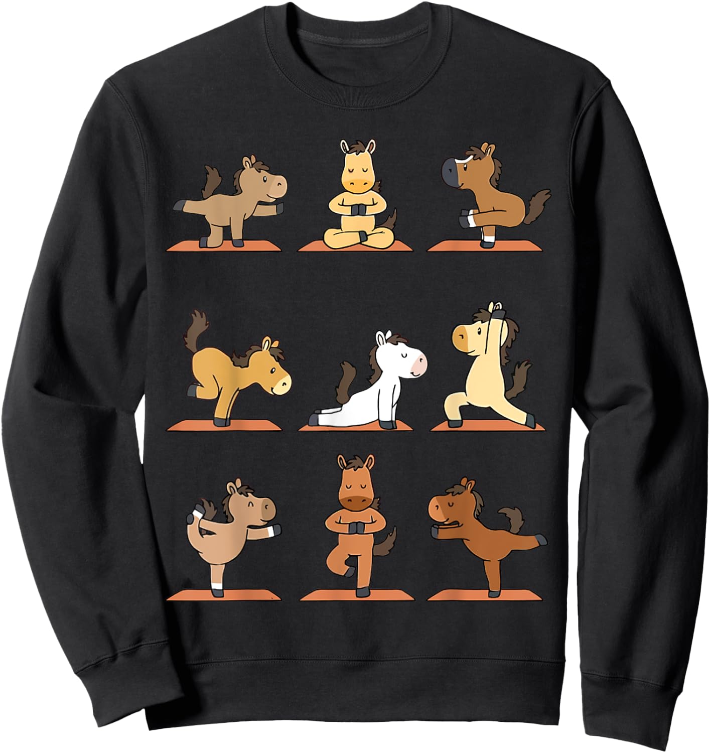 Funny Horses Yoga Horse Namaste Horse Exercise Sweatshirt - Sweatshirt | Black