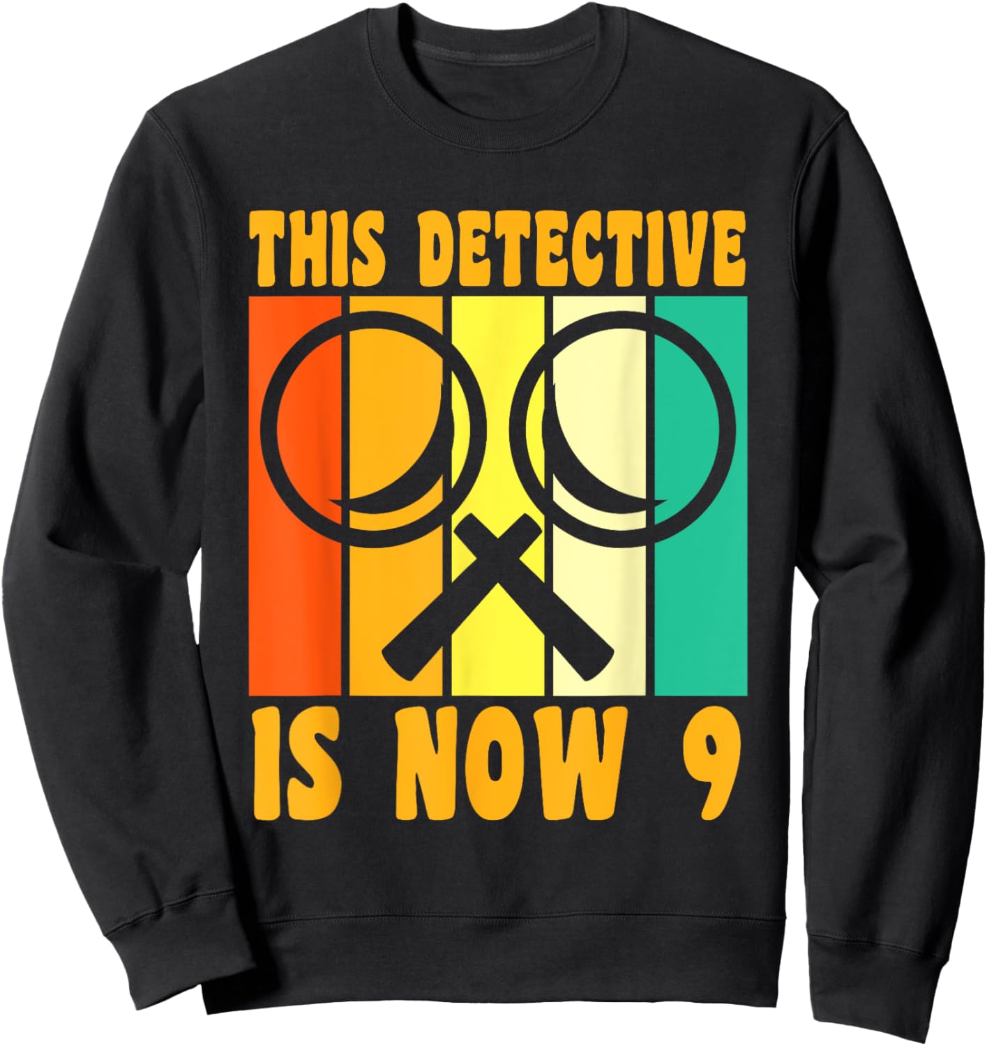 Happy 9 Birthday 9 Year Old Vintage Detective 9 Birthday Sweatshirt - Sweatshirt | Black
