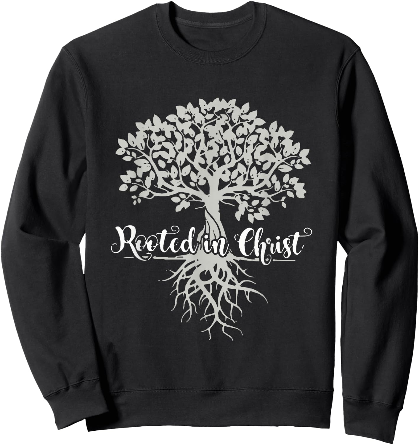 Vintage Rooted in Christ Religious Christian Jesus Christ Sweatshirt - Sweatshirt | Black
