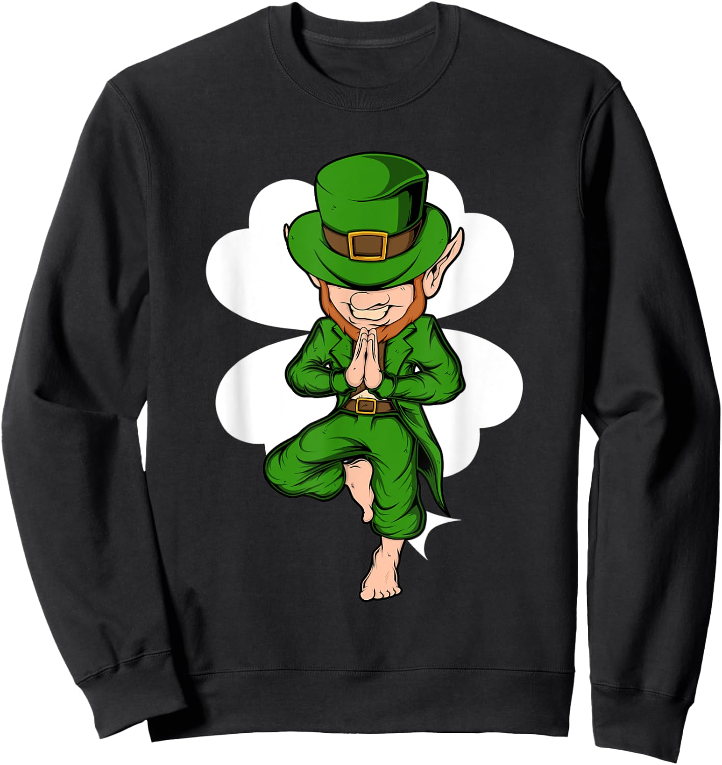 Yoga Pose Leprechaun St. Patrick's Day Yoga Sweatshirt - Sweatshirt | Black