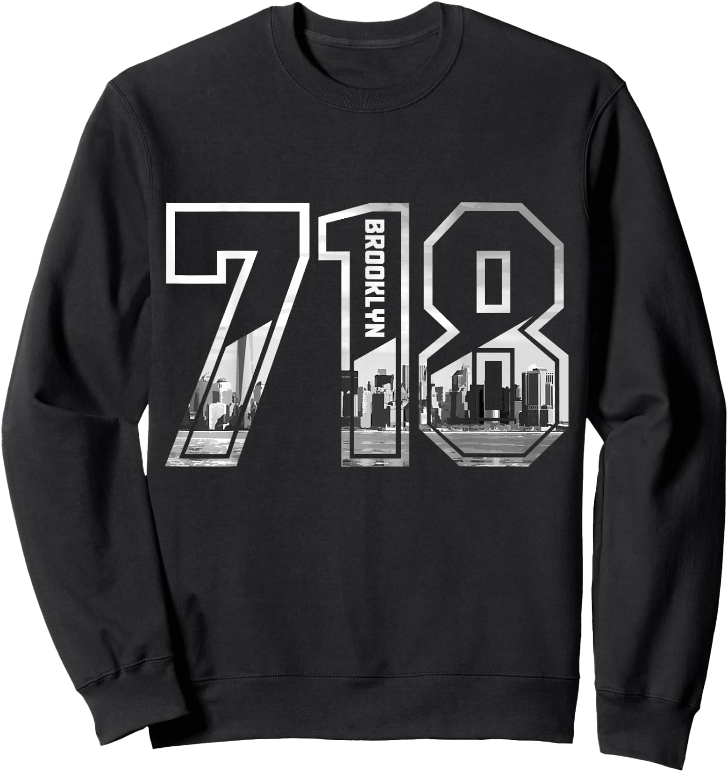 Brooklyn NY 718 Area Code Pride New York City Bronx Vintage Sweatshirt - Sweatshirt | Black