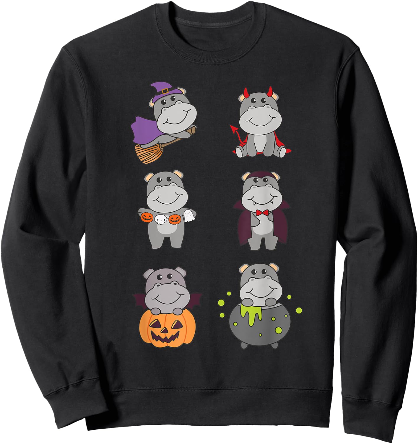 Hippo Halloween Costume Hippo Halloween Sweatshirt - Sweatshirt | Black