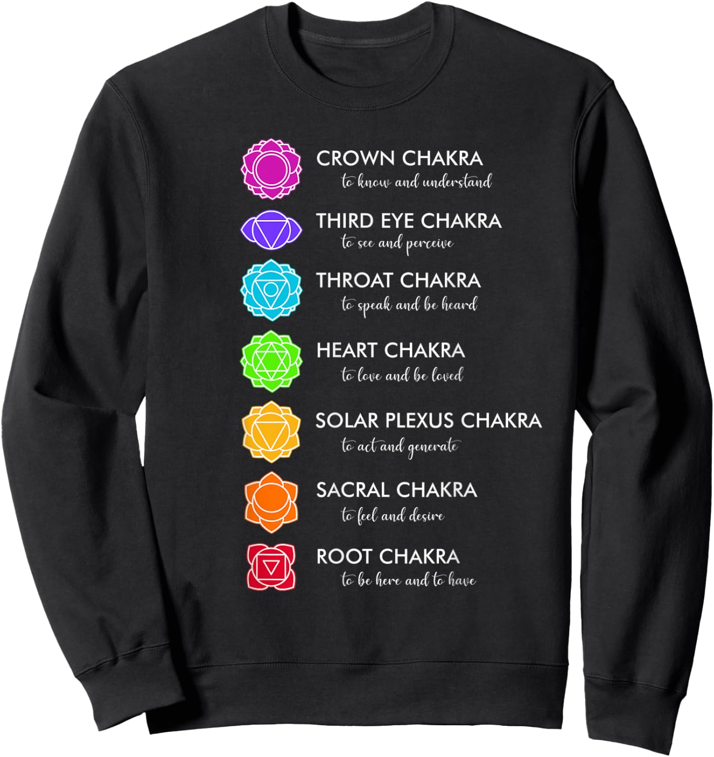 Seven Chakra Symbols Sweatshirt - Sweatshirt | Black
