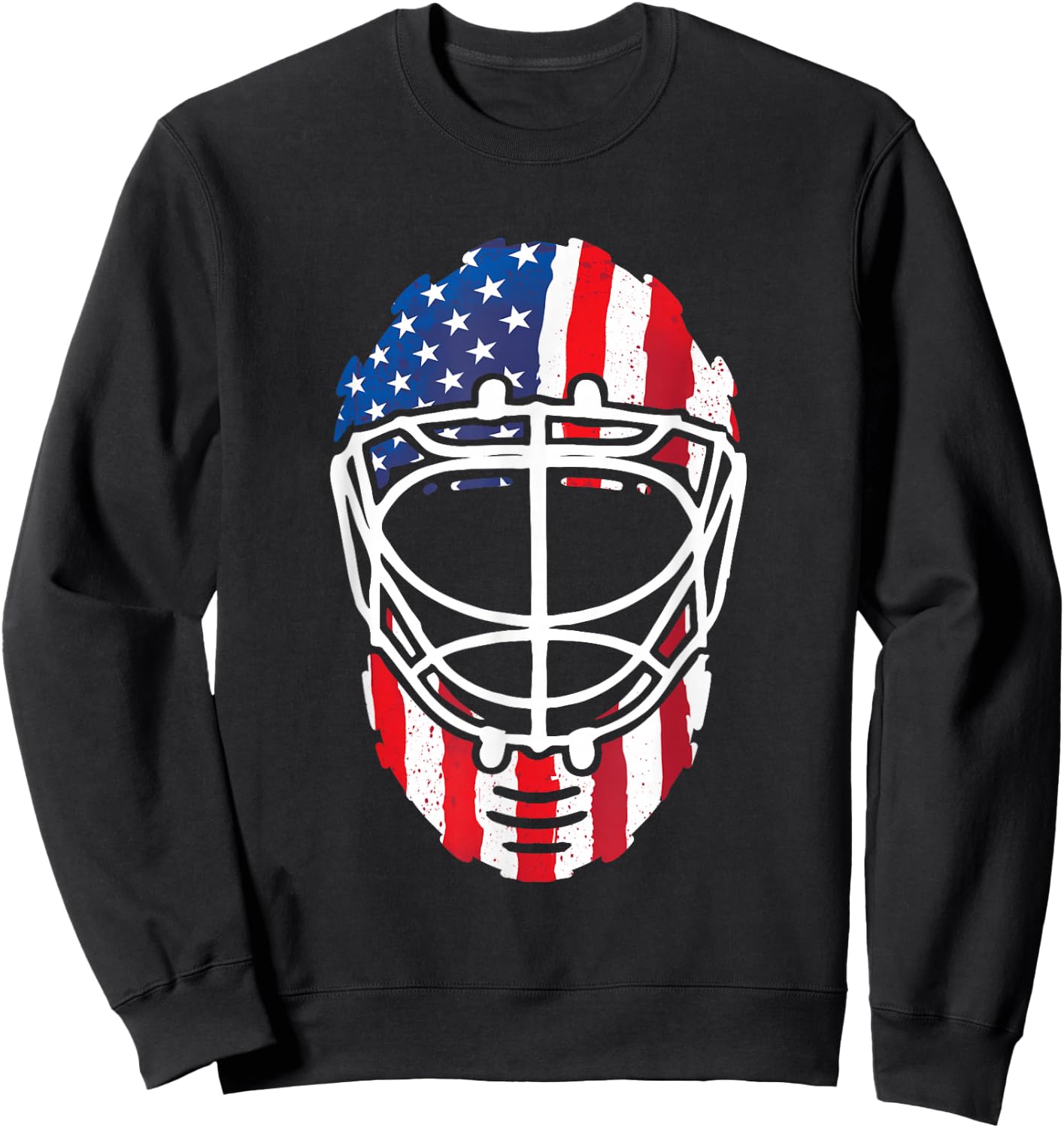 USA American Flag Vintage Hockey Goalie Mask 4th of July Men Sweatshirt - Sweatshirt | Black