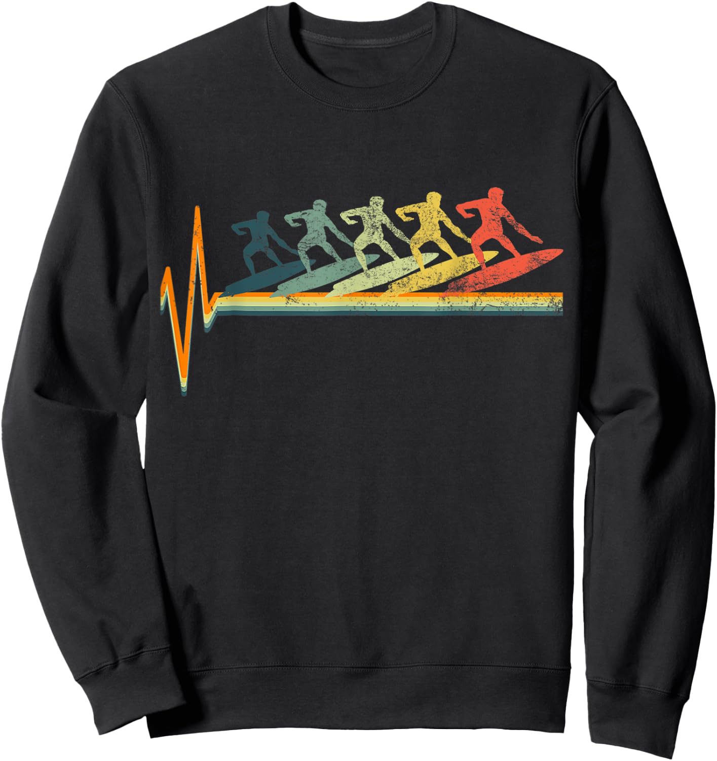 Surfer Vintage Wave Surfing Retro 70s 80s Beach Surf Lover Women Kids Sweatshirt - Sweatshirt | Black
