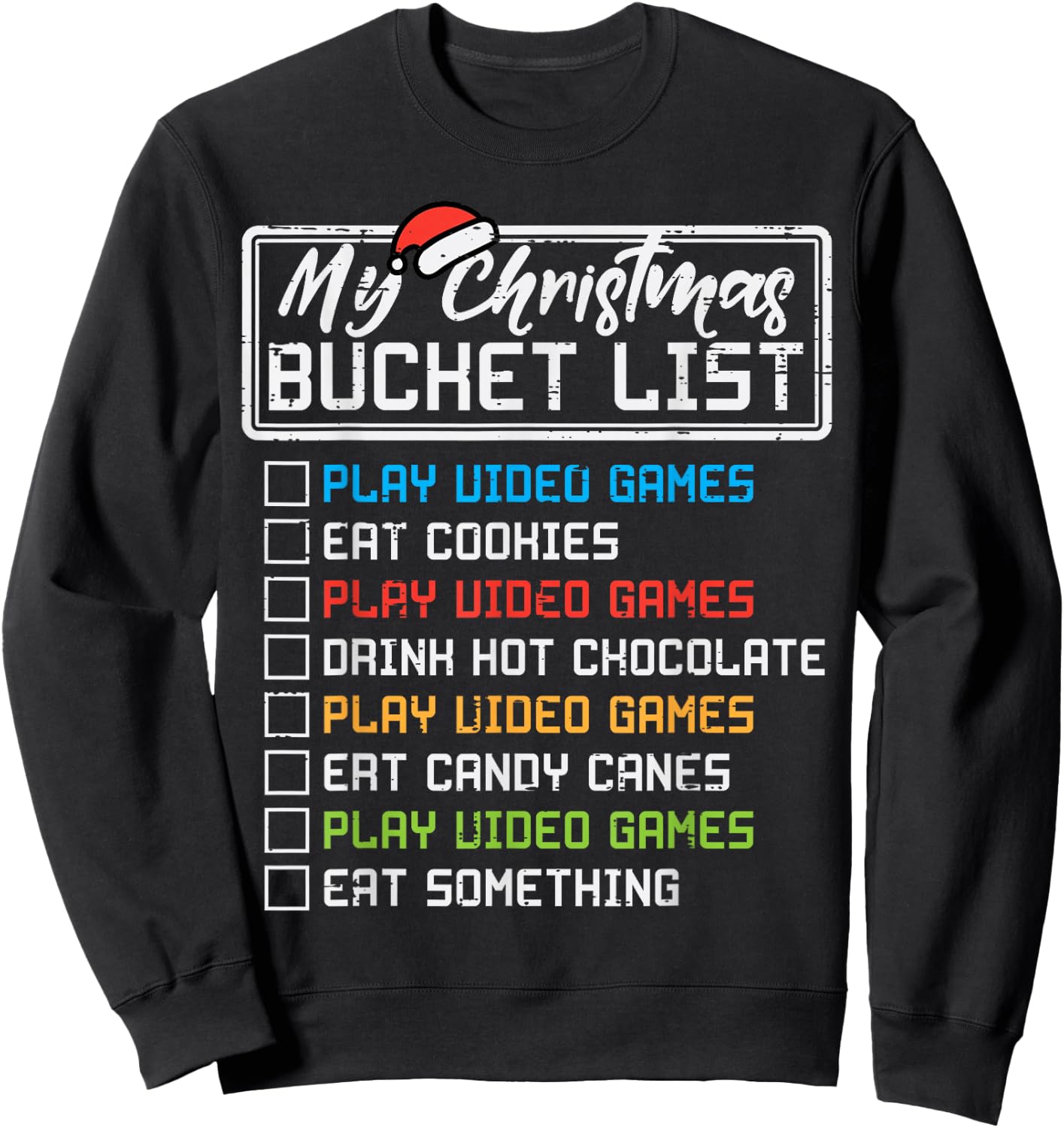 Christmas Bucket List Video Games Xmas Gamer Boys Kids Men Sweatshirt - Sweatshirt | Black