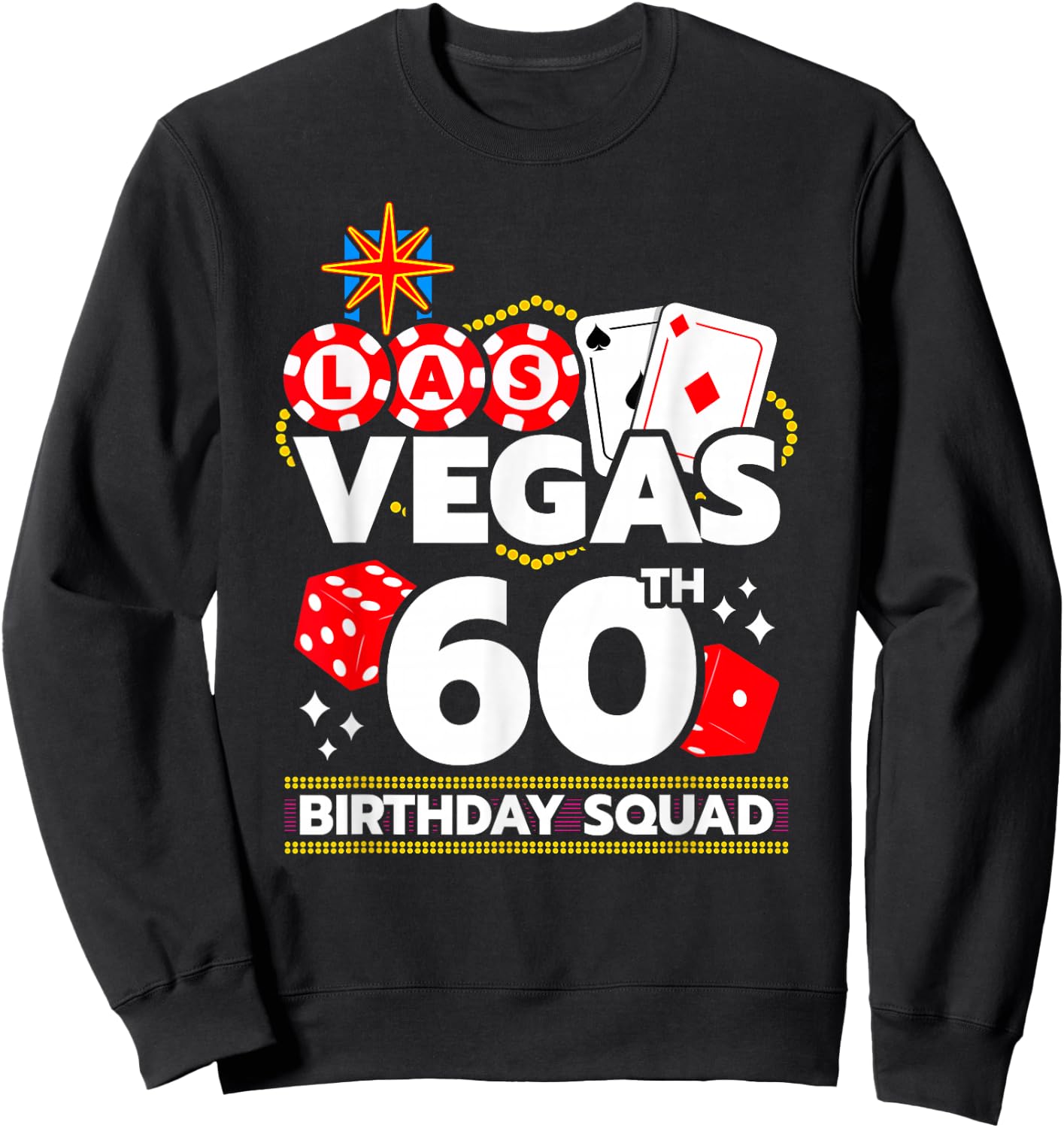 Las Vegas Birthday Party Gifts & Souvenirs - Vegas 60th Birthday Squad - Women's Black Small Modern Short Sleeve Sweatshirt - Sweatshirt | Black