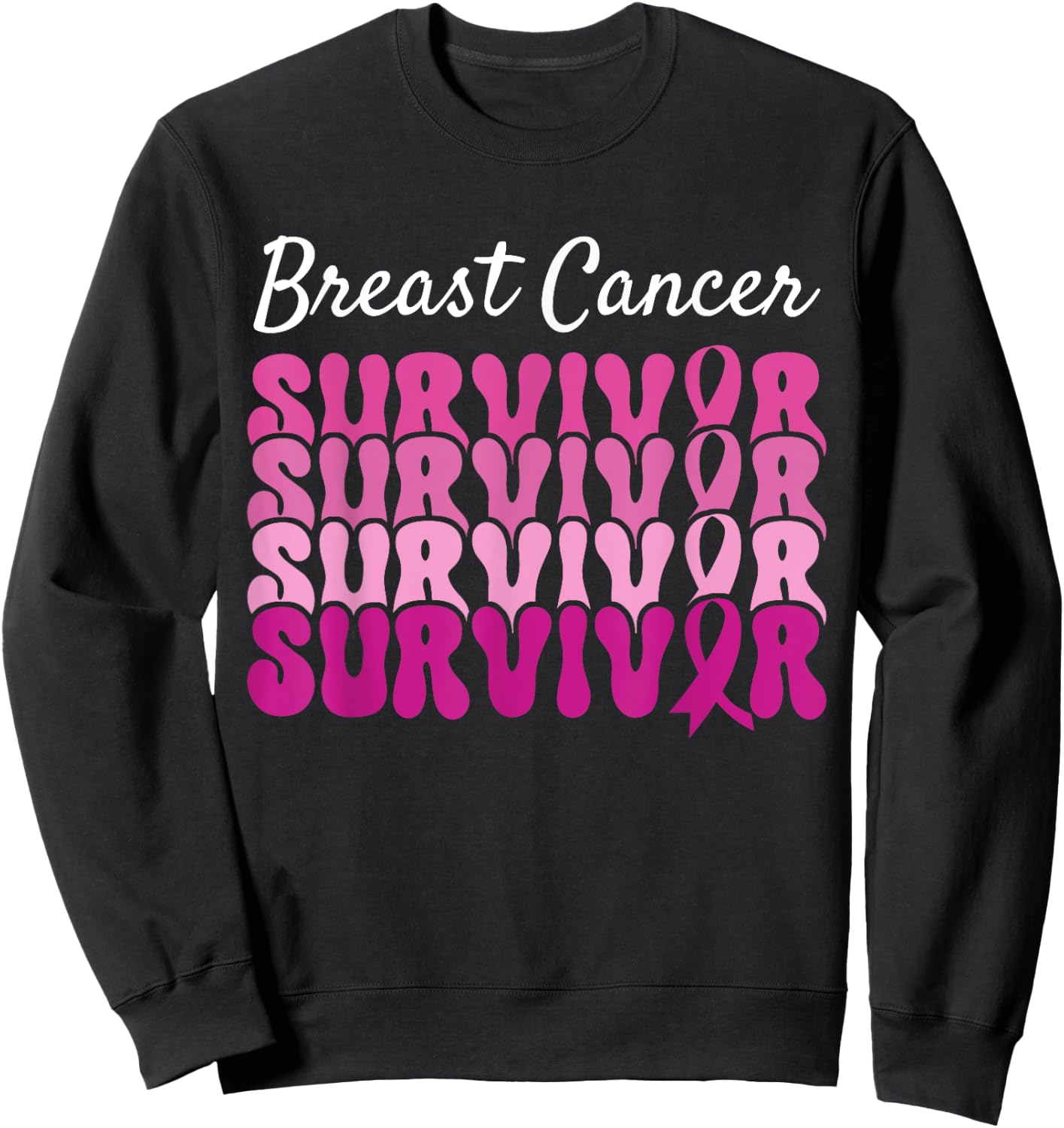 Breast Cancer Survivor Ribbon Pink Breast Cancer Sweatshirt - Sweatshirt | Black