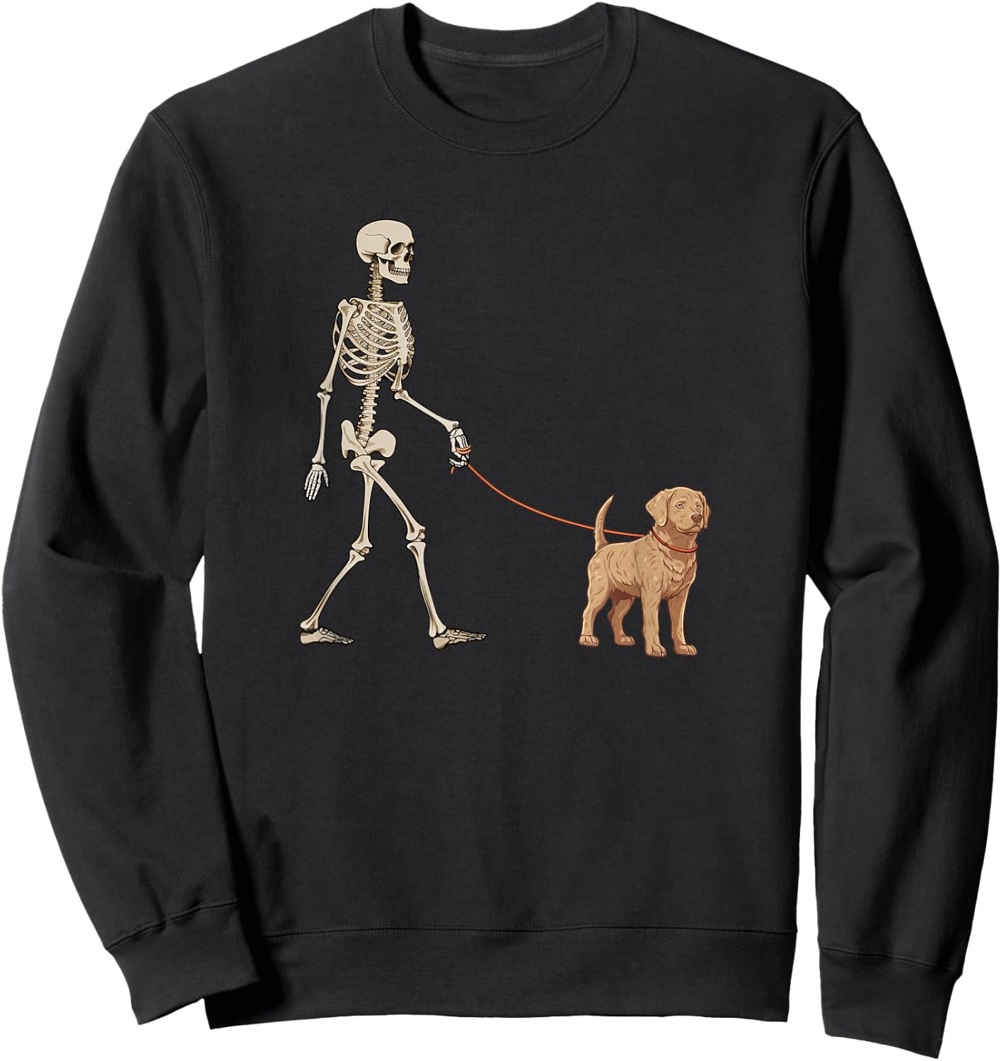Funny Chesapeake Bay Retriever Skeleton Walking Halloween Sweatshirt - Sweatshirt | Black
