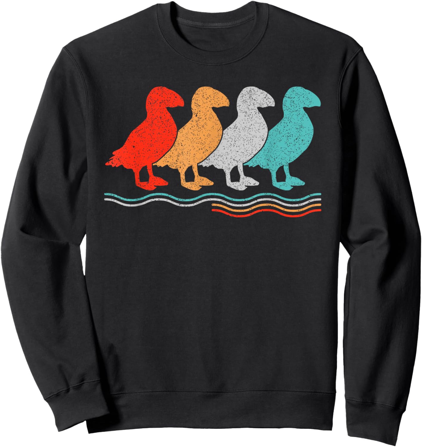 Vintage Puffin Bird Seabird Puffin Sweatshirt - Sweatshirt | Black