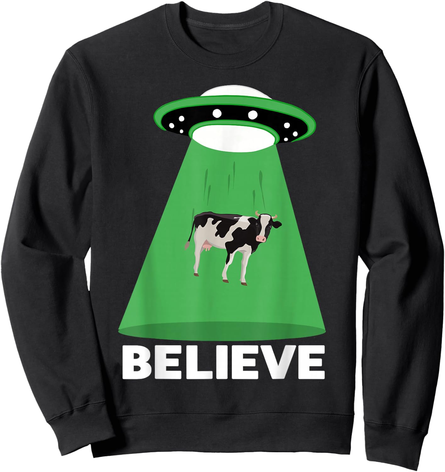 UFO Alien abduction UFO Cow abduction Sweatshirt - Sweatshirt | Black