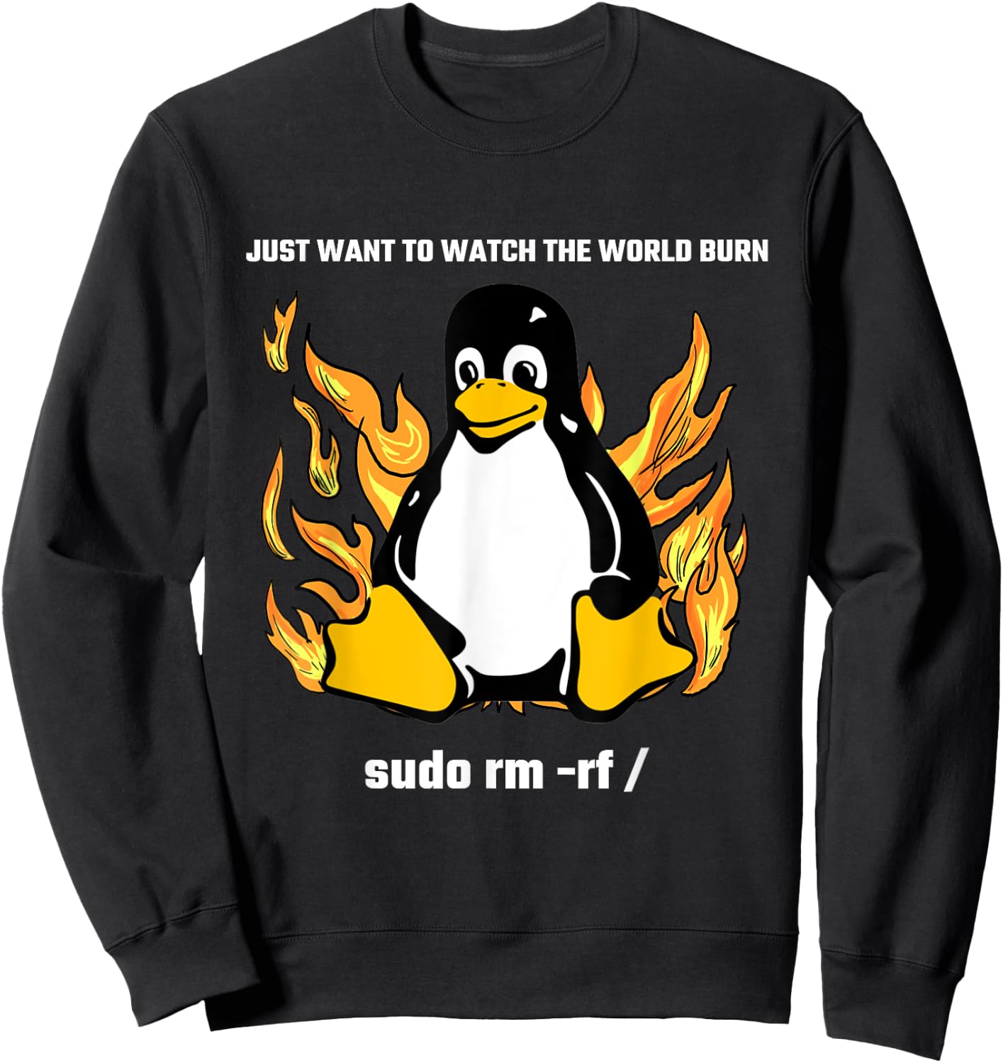 Computer - Sudo rm -rf / Tux Linux Penguin - Programmer Sweatshirt - Sweatshirt | Black