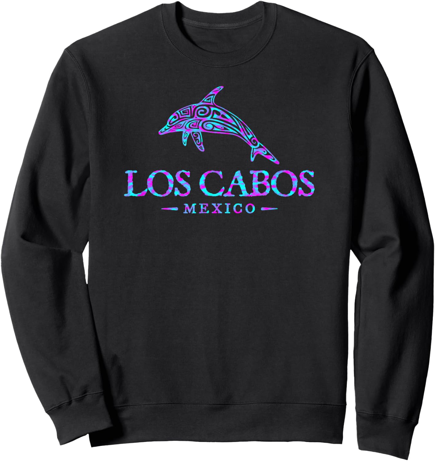 Los Cabos Mexico Dolphin Retro Boys Girls Souvenir Sweatshirt - Sweatshirt | Black