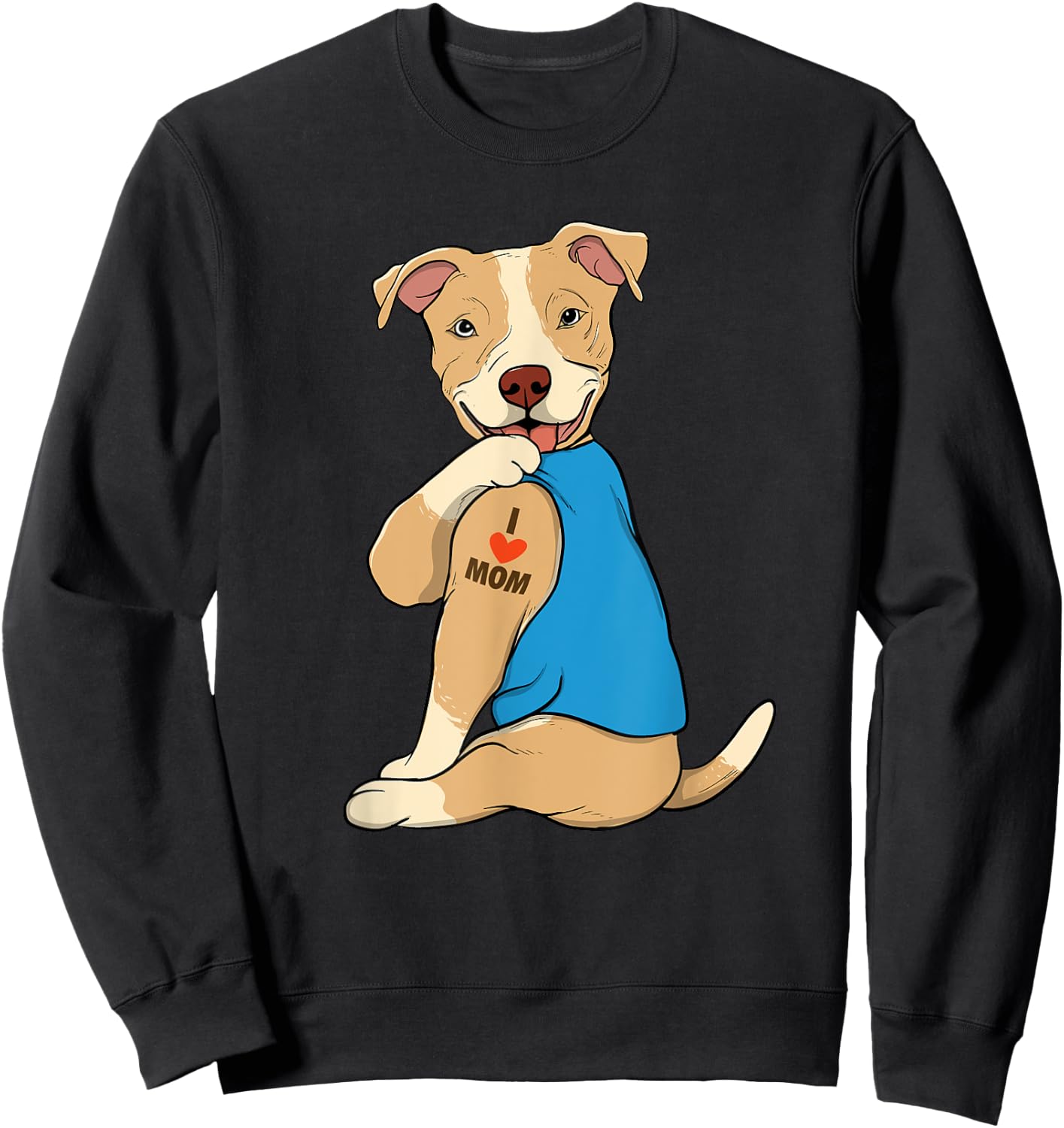 I Love Mom - Tattoo Pitbull Lover Dog Owner Canine Lover Sweatshirt - Sweatshirt | Black