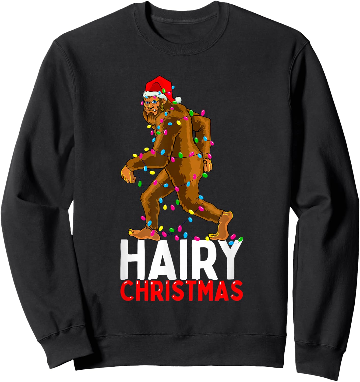 Bigfoot Hairy Christmas Funny Xmas Men Pajama Sweatshirt - Sweatshirt | Black