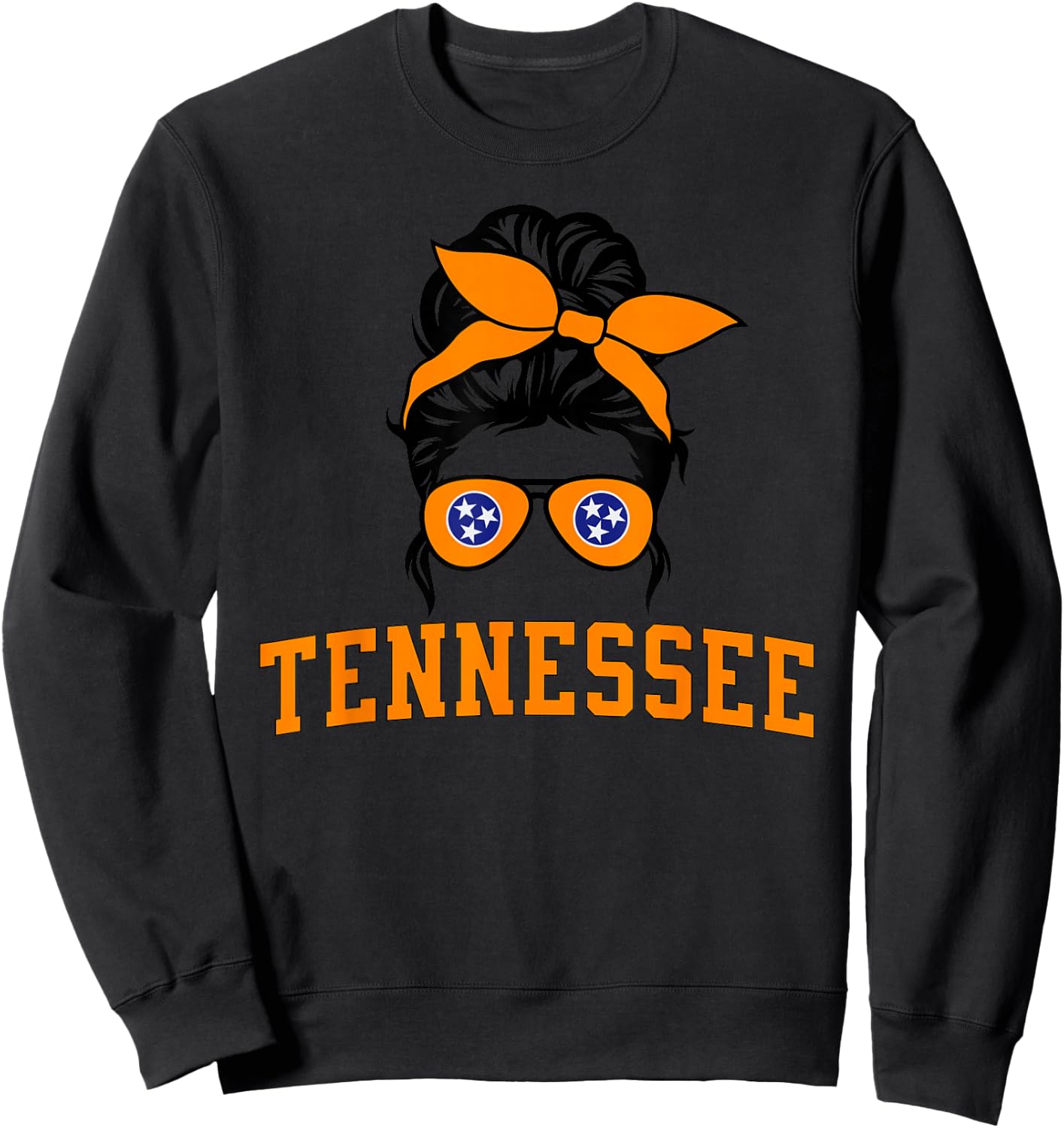 Tennessee State Women's Kids TN Orange Fan Messy Bun Hair Sweatshirt - Sweatshirt | Black
