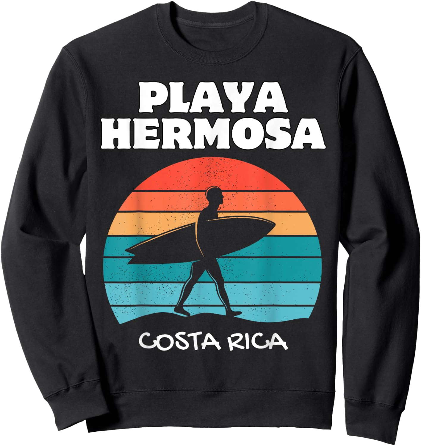 PLAYA HERMOSA COSTA RICA Surf Vacation Retro Sunset Surfing Sweatshirt - Sweatshirt | Black