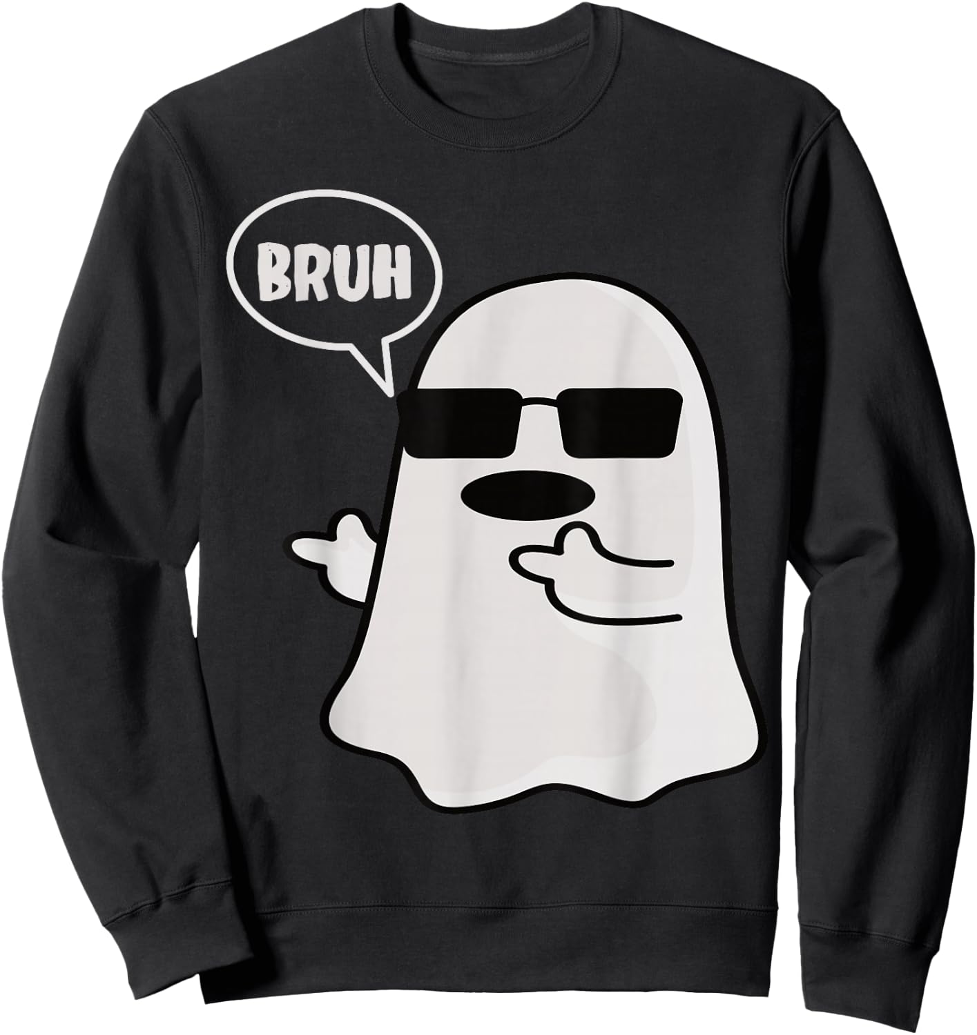 Funny Halloween Bruh Ghost Men Boys Sweatshirt - Sweatshirt | Black