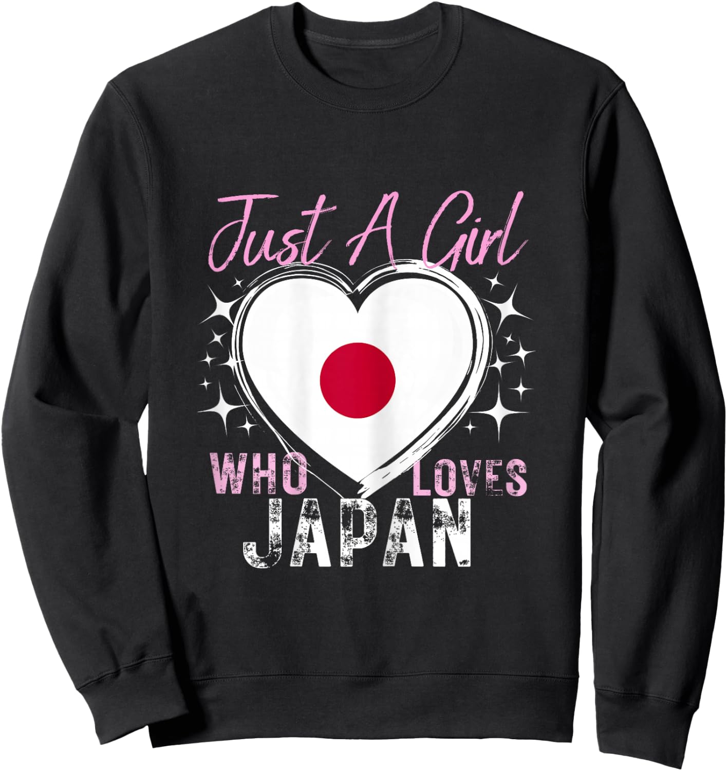 Japan Just A Girl Who Loves Japan Heart Flag for Girls Sweatshirt - Sweatshirt | Black