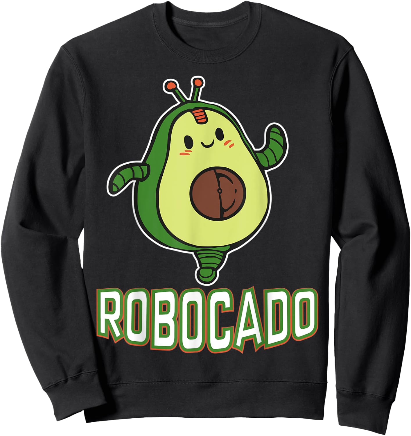 Robocado Funny Avocado Lover Robots and robotics Lover Vegan Sweatshirt - Sweatshirt | Black