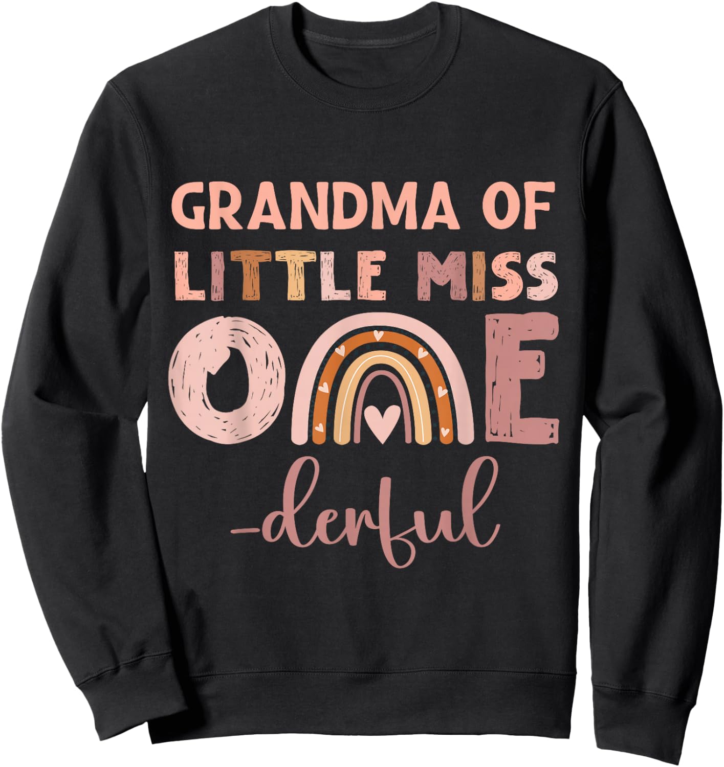 Boho Grandma of Miss Onederful 1st Birthday Girl Cute Sweatshirt - Sweatshirt | Black