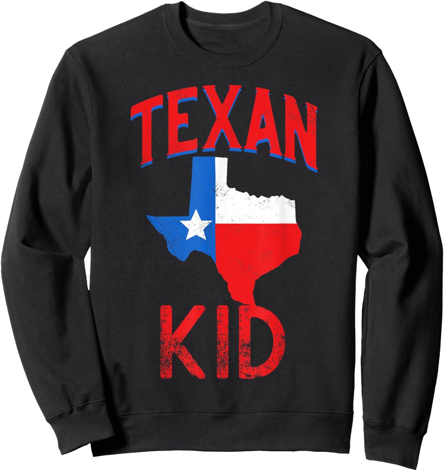 Texan Kid Flag Texas Proud Vintage Sweatshirt - Sweatshirt | Black