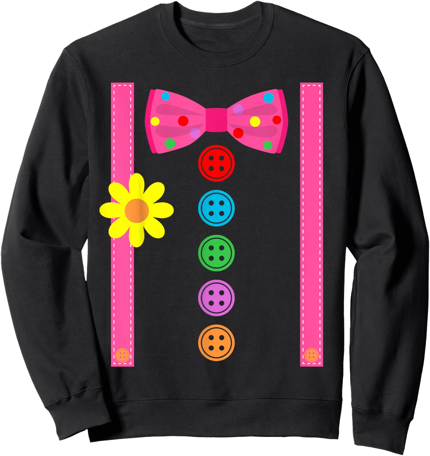 Clown Costume Halloween Funny Carnival Circus Tie Staff Kids Sweatshirt - Sweatshirt | Black